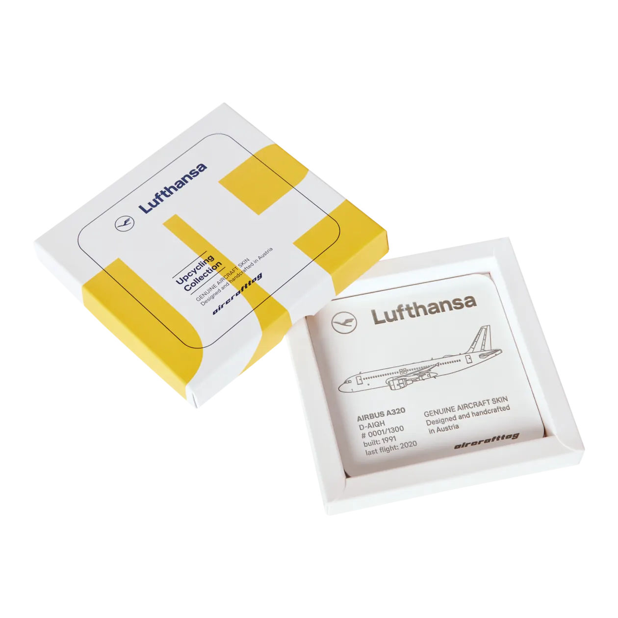 Lufthansa Upcycling Collection A320-211 D-AIQH Sottobicchiere, bianco