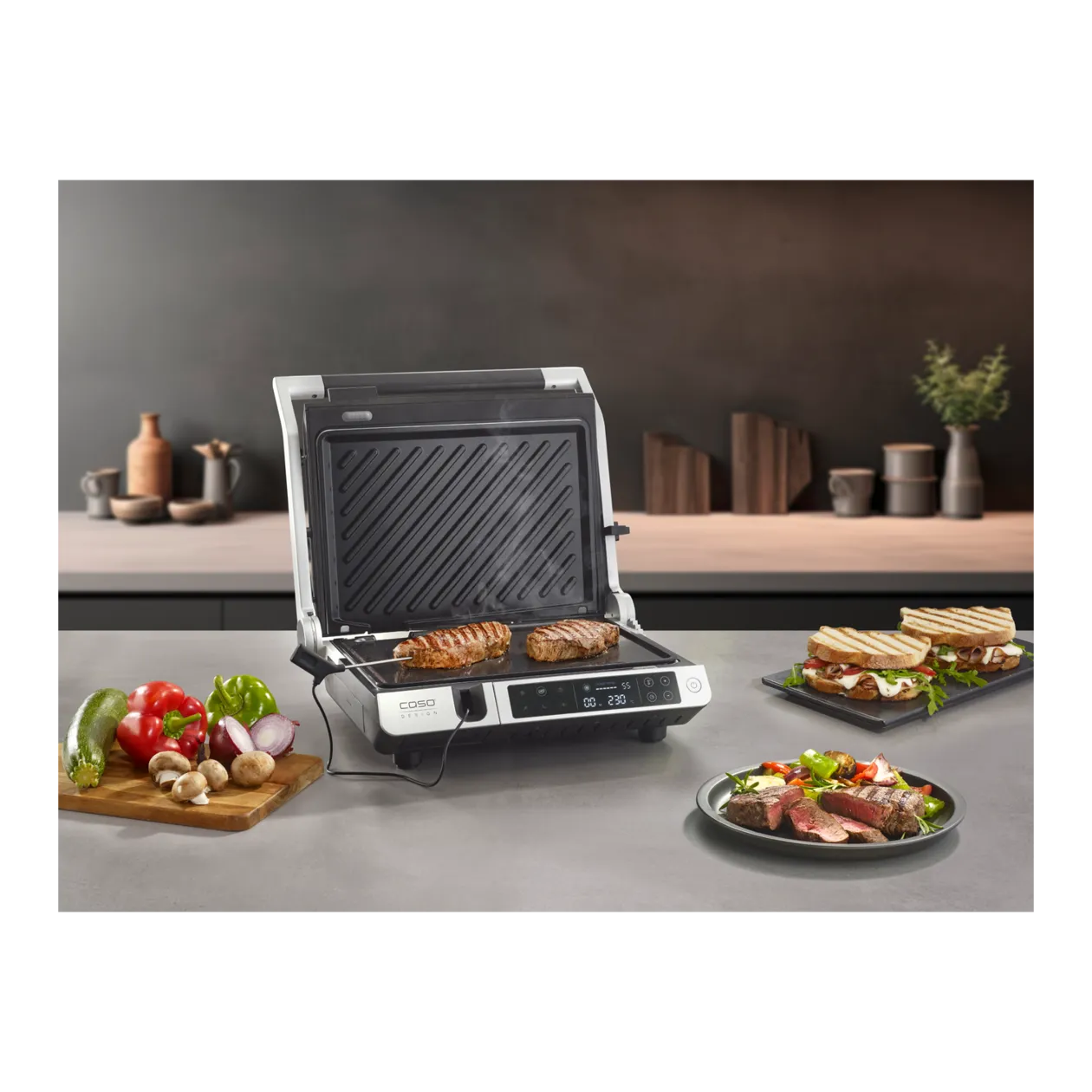 CASO Design SteakMaster Pro Doppelkontaktgrill, Silber