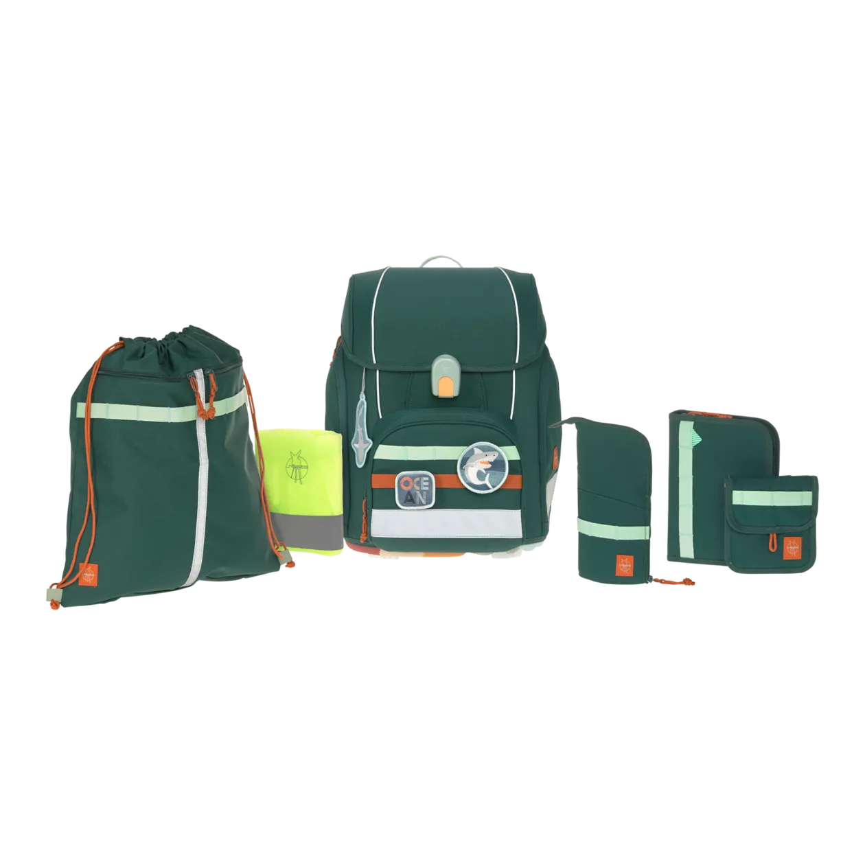 LÄSSIG Boxy Unique Ocean Edition Set per la scuola, Dark Green