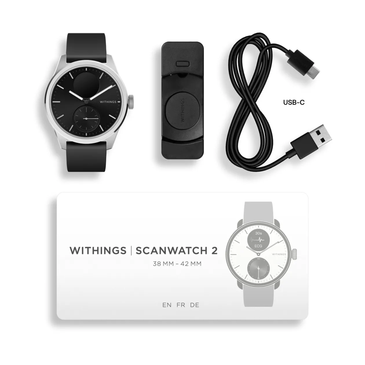 Withings ScanWatch 2 Hybrid-Smartwatch, 42 mm, Schwarz