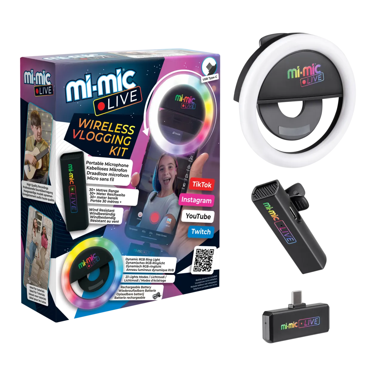 Mi-Mic Live Vlogging Set for Apple® iPhone®, Black