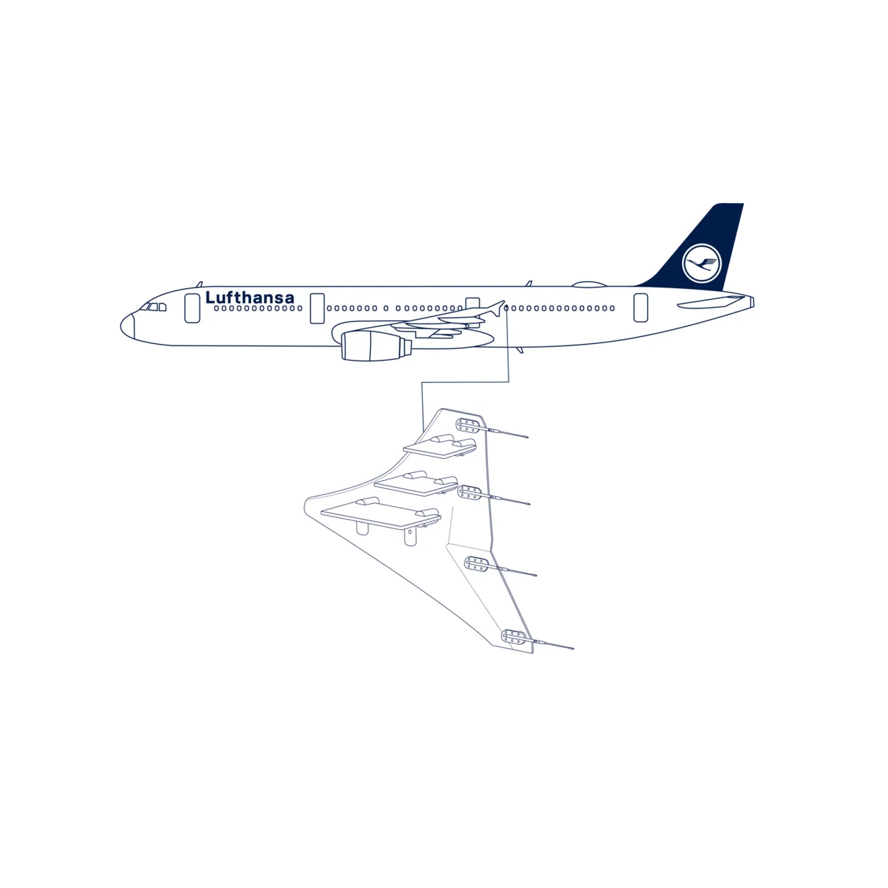 Lufthansa Upcycling Collection A321 Wingtip Fence Wall Shelf Wandregal, Weiß