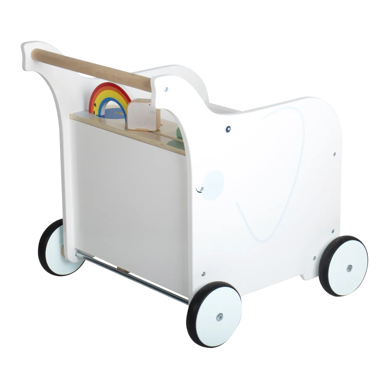 small foot Elephant Baby Walker with Toy Box, White