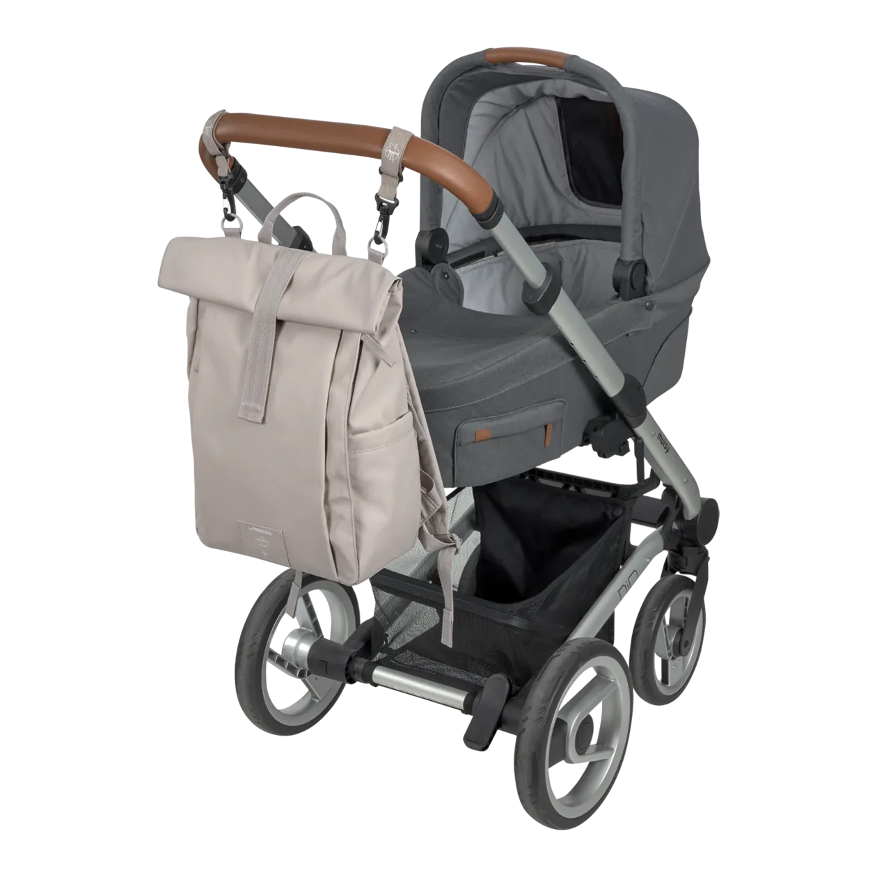 LÄSSIG Rolltop Up Baby Changing Backpack, Taupe