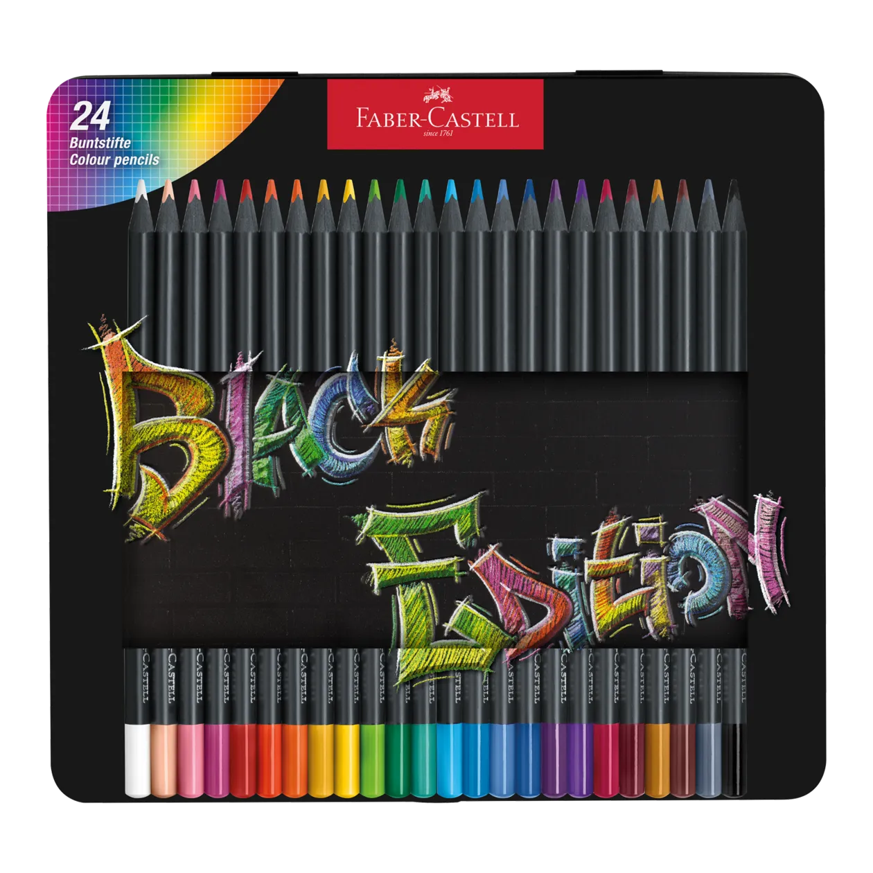 Faber-Castell Black Edition Crayons de couleur, 24 pièces