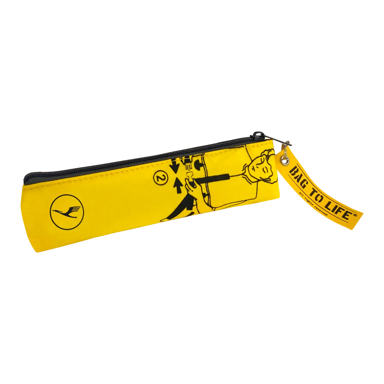 BAG TO LIFE Lufthansa Edition Easy Packing Pencil Case Astuccio portapenne, Lifevest Yellow / Lufthansa Grey