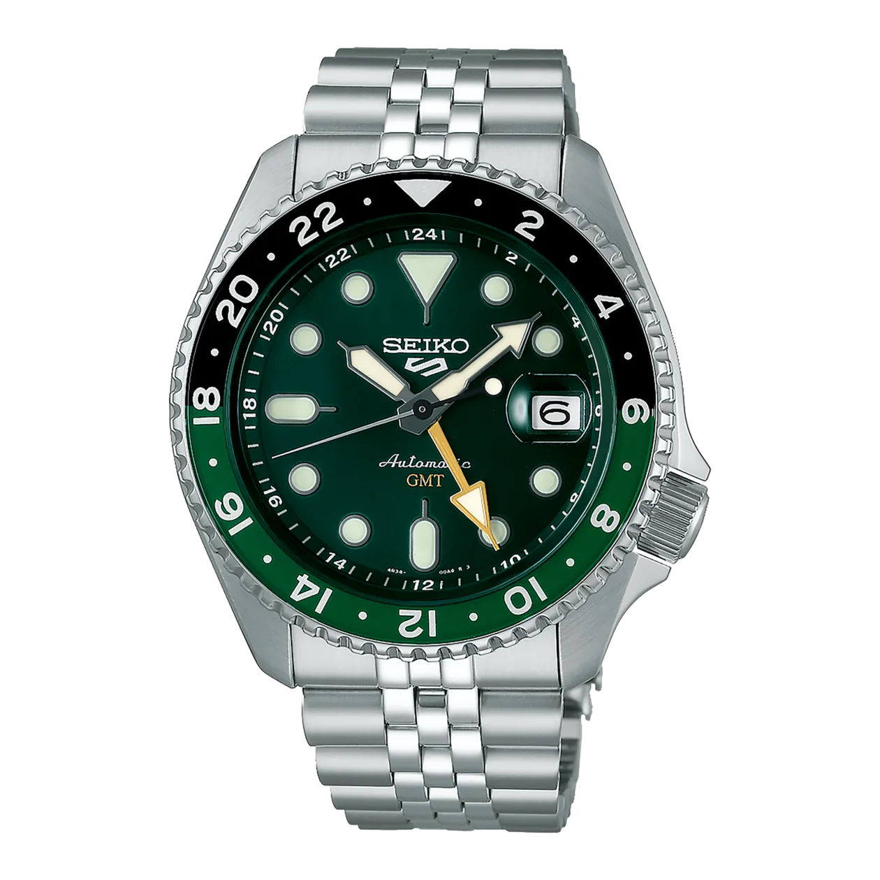 Seiko 5 Sports GMT SSK035K1 Automatikuhr, Silberfarben/Grün