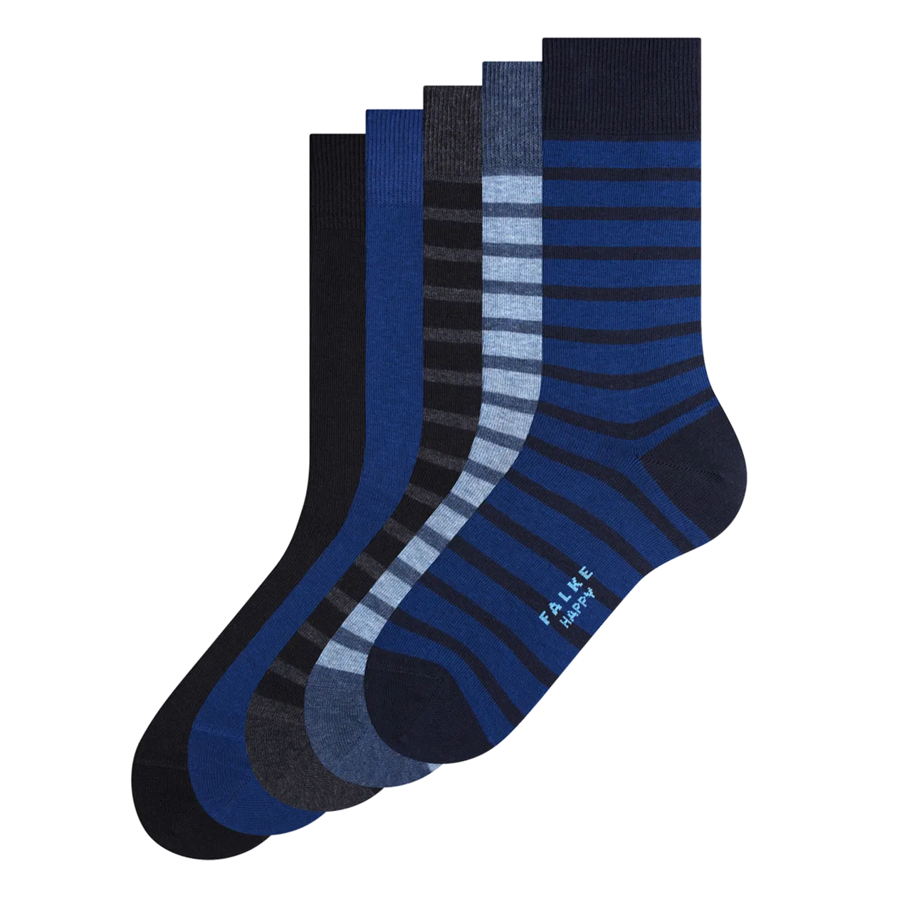 FALKE Happy Socken-Geschenkbox, Herren, 5er-Set, Schwarz/Blau