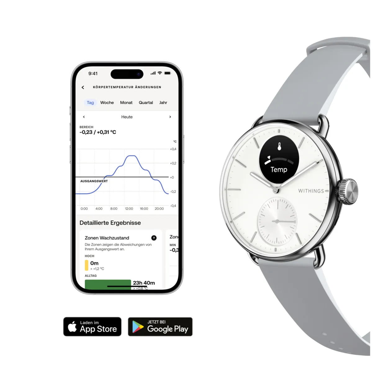 Withings ScanWatch 2 Hybrid Smartwatch, 38 mm, White