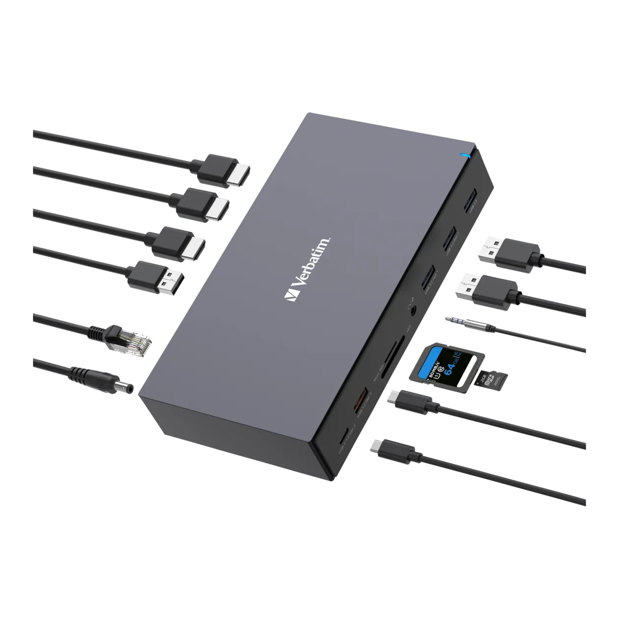 Verbatim USB-C Pro CDS-17 Dockingstation, Grau