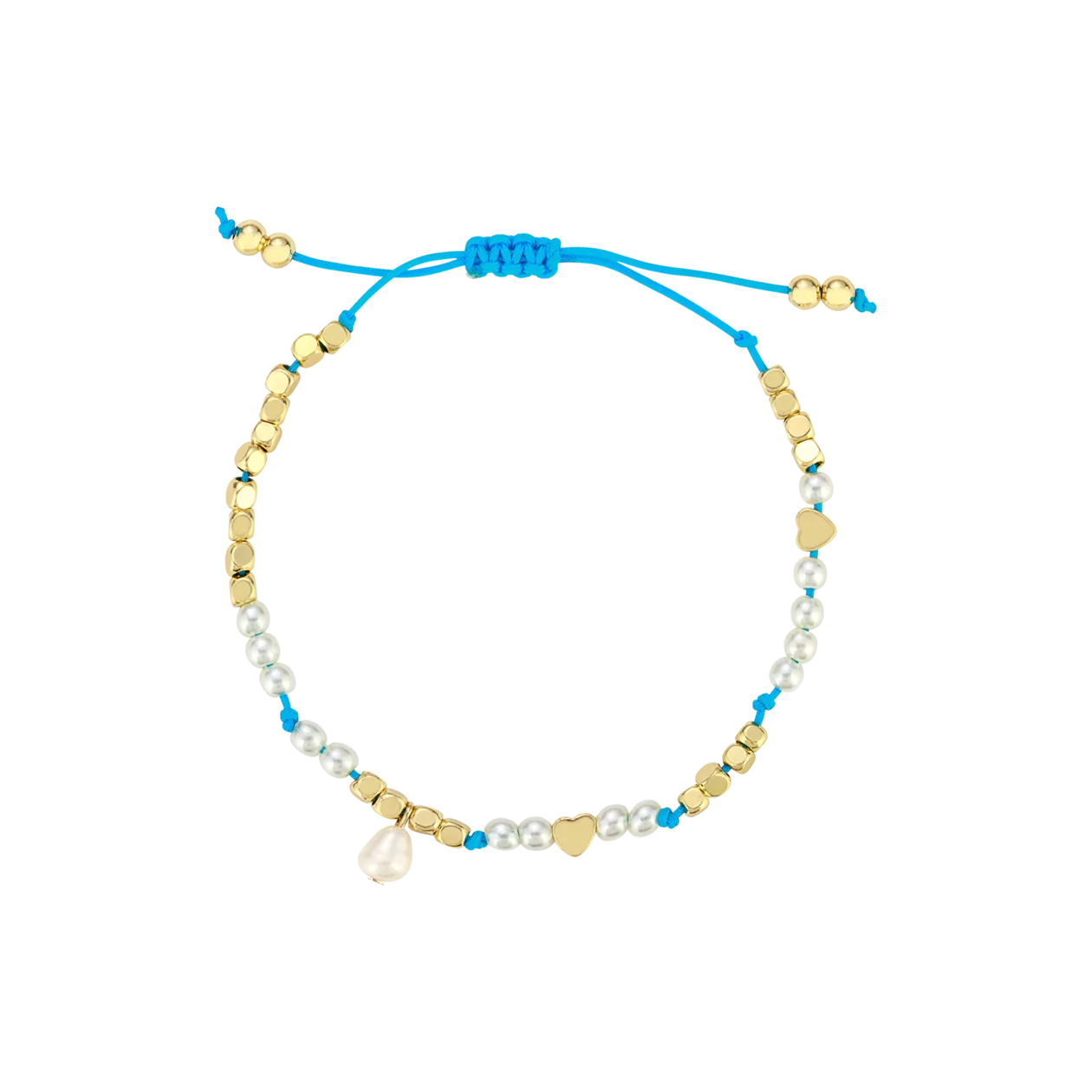 Marlay Aqua Kette + Armband, Goldfarben/Blau