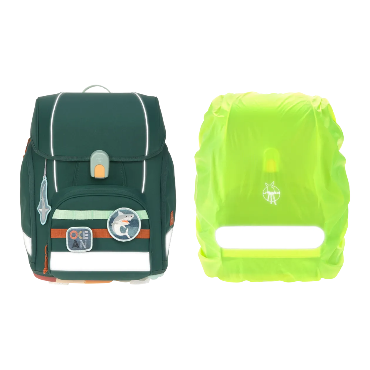 LÄSSIG Boxy Unique Ocean Edition School Bag Set, Dark Green