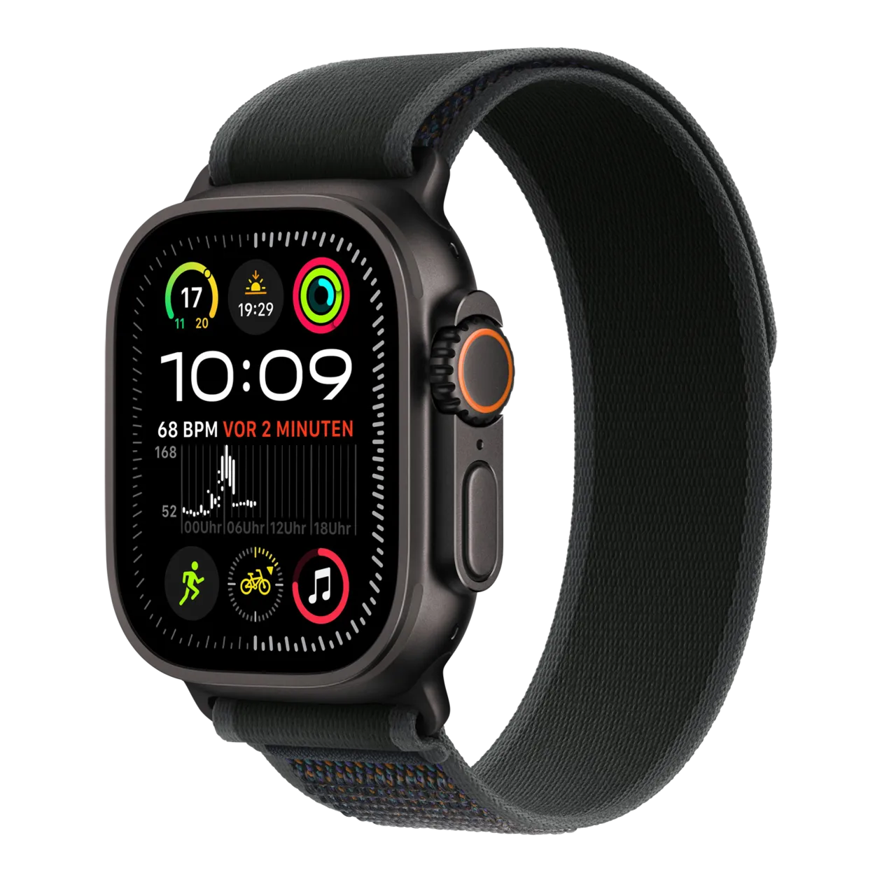 Apple Watch Ultra 2 GPS + Cellular Montre connectée avec bracelet Boucle Trail M/L, titane noir / noir