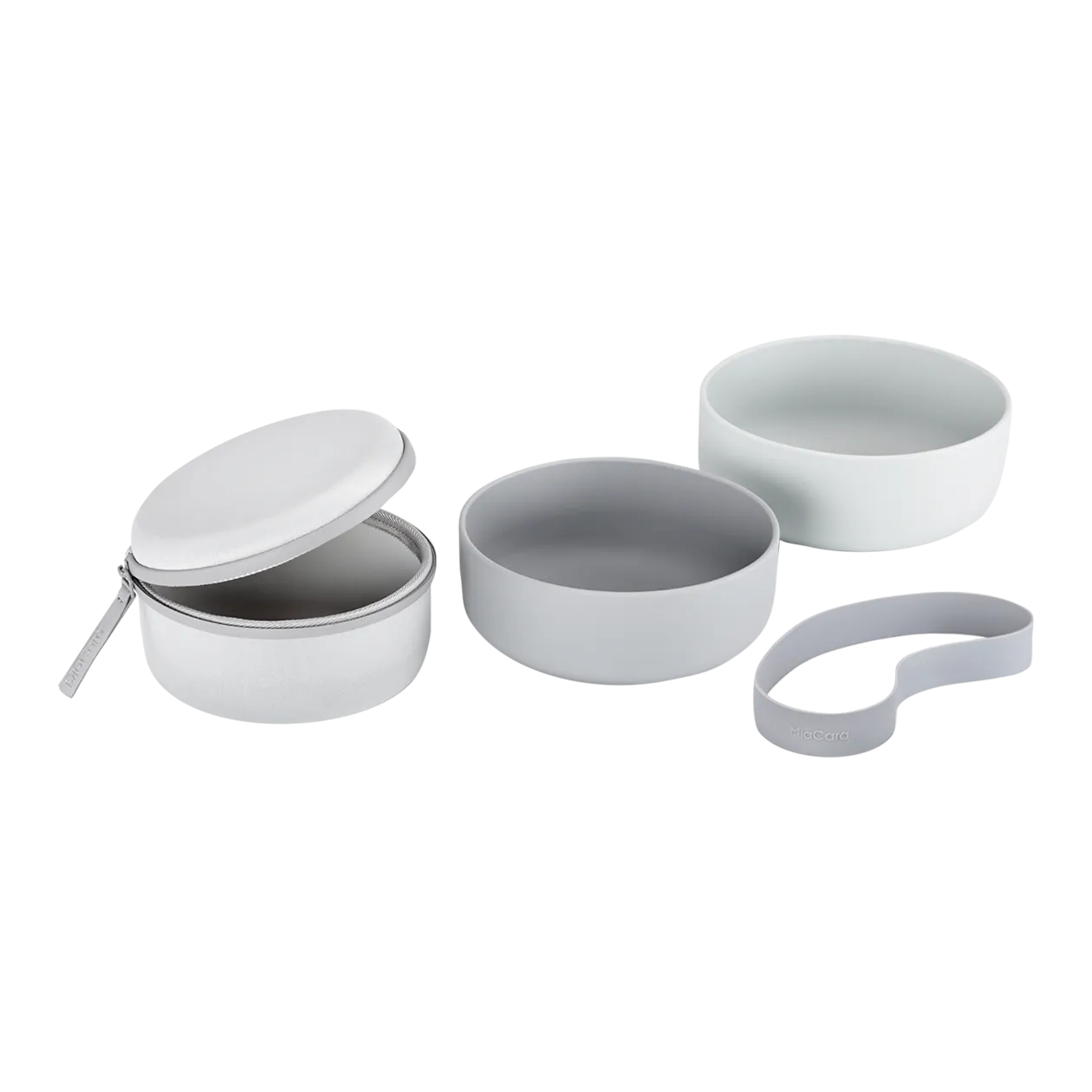 MiaCara Bento Dog Food Container + Travel Bowl Set, 3 pcs., Concrete/Slate