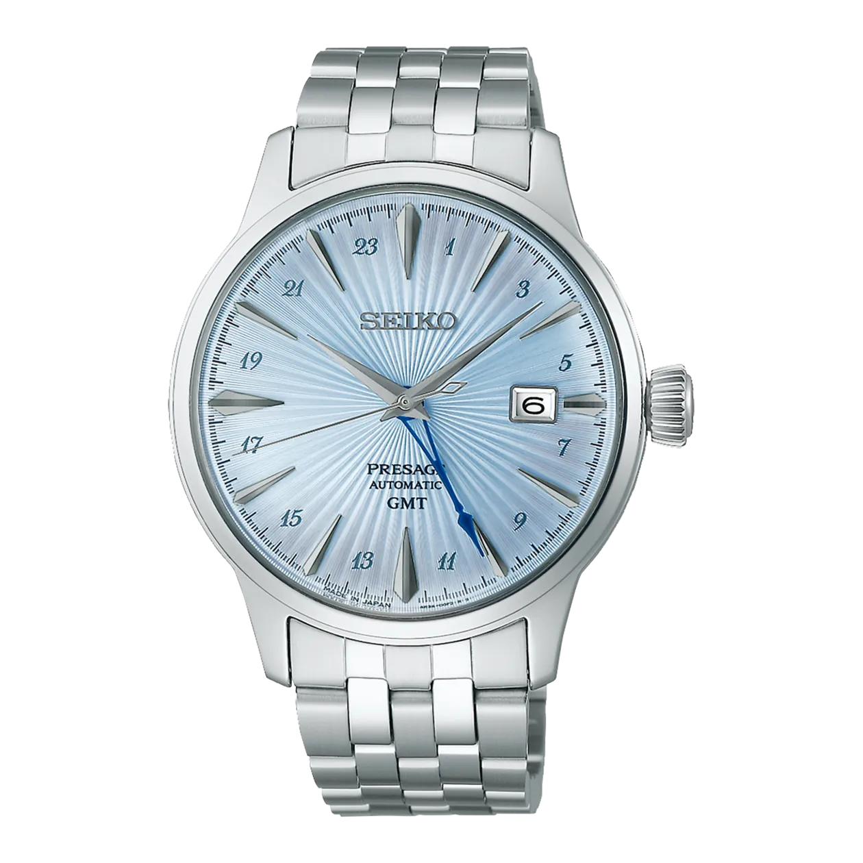 Seiko Presage GMT SSK037J1 Automatikuhr, Silberfarben/Hellblau