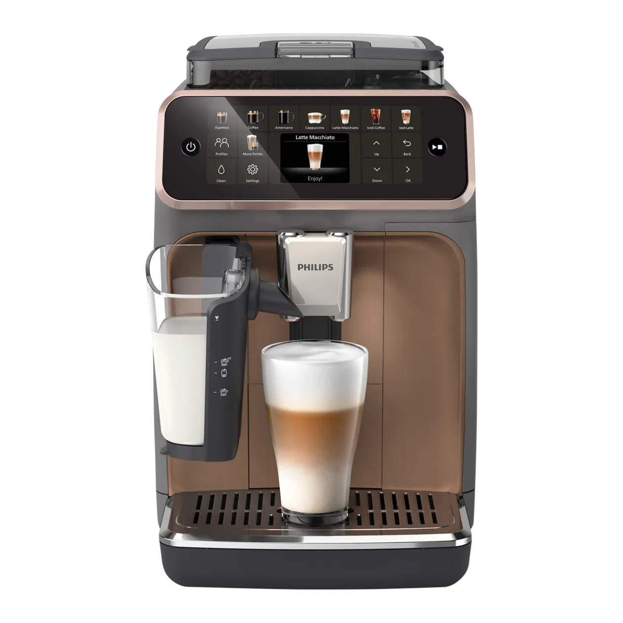 Philips LatteGo 5500 Series Automatic Coffee Machine, Rose Gold / Dark Grey