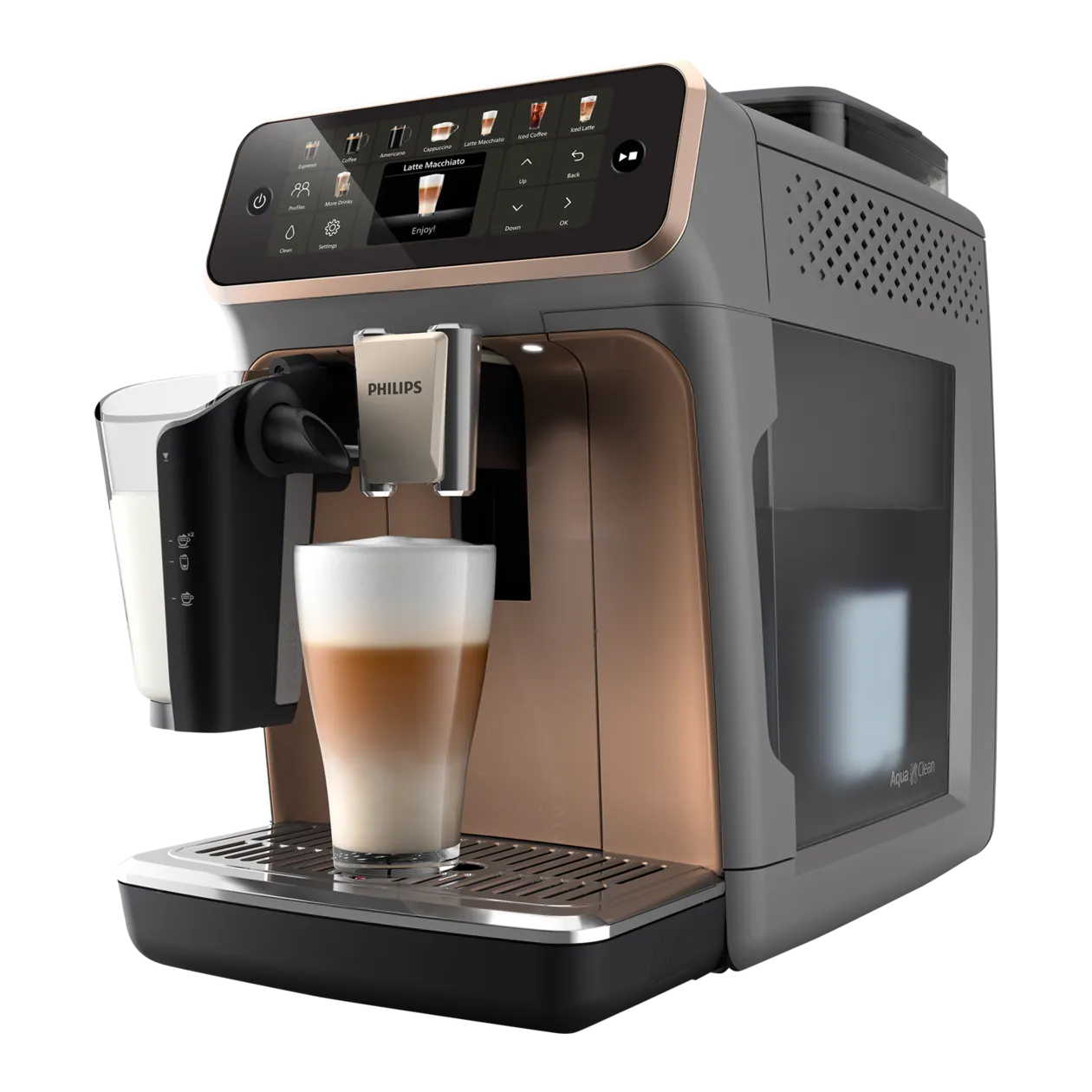 Philips LatteGo 5500 Series Automatic Coffee Machine, Rose Gold / Dark Grey