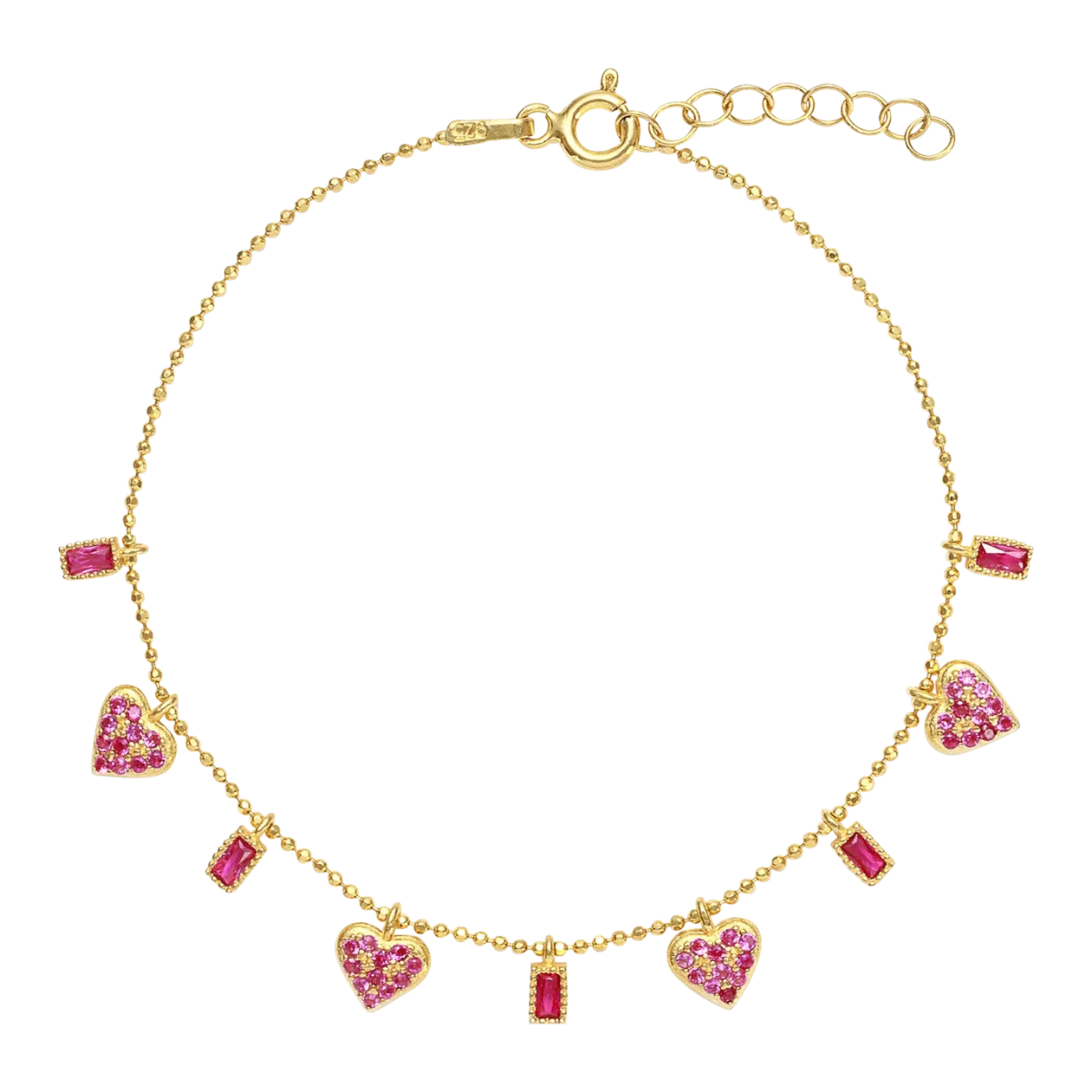 Marlay Pink Hearts Bracelet, Gold-Coloured / Pink