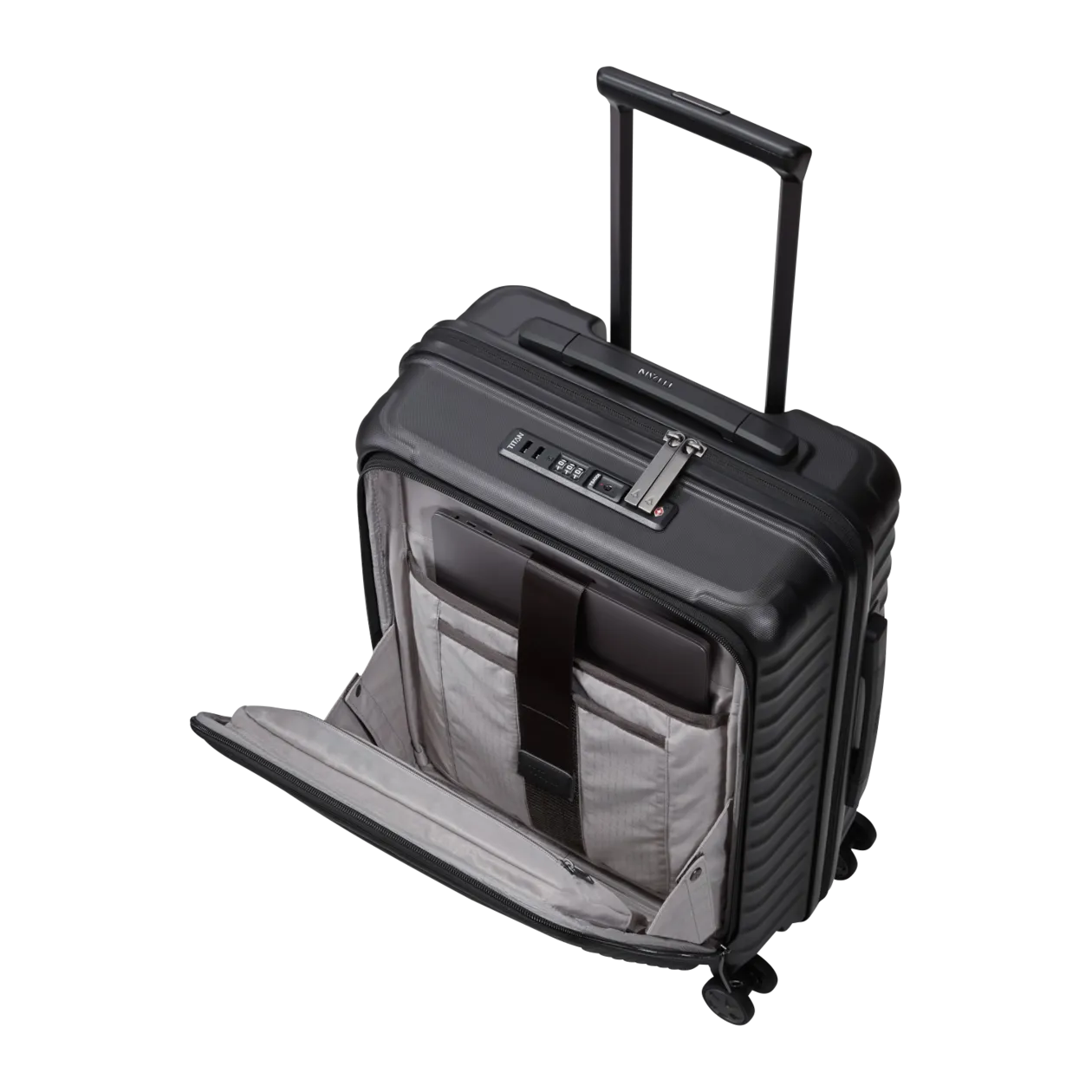 TITAN LITRON Valise à roulettes S avec poche frontale, 4 roues, noir