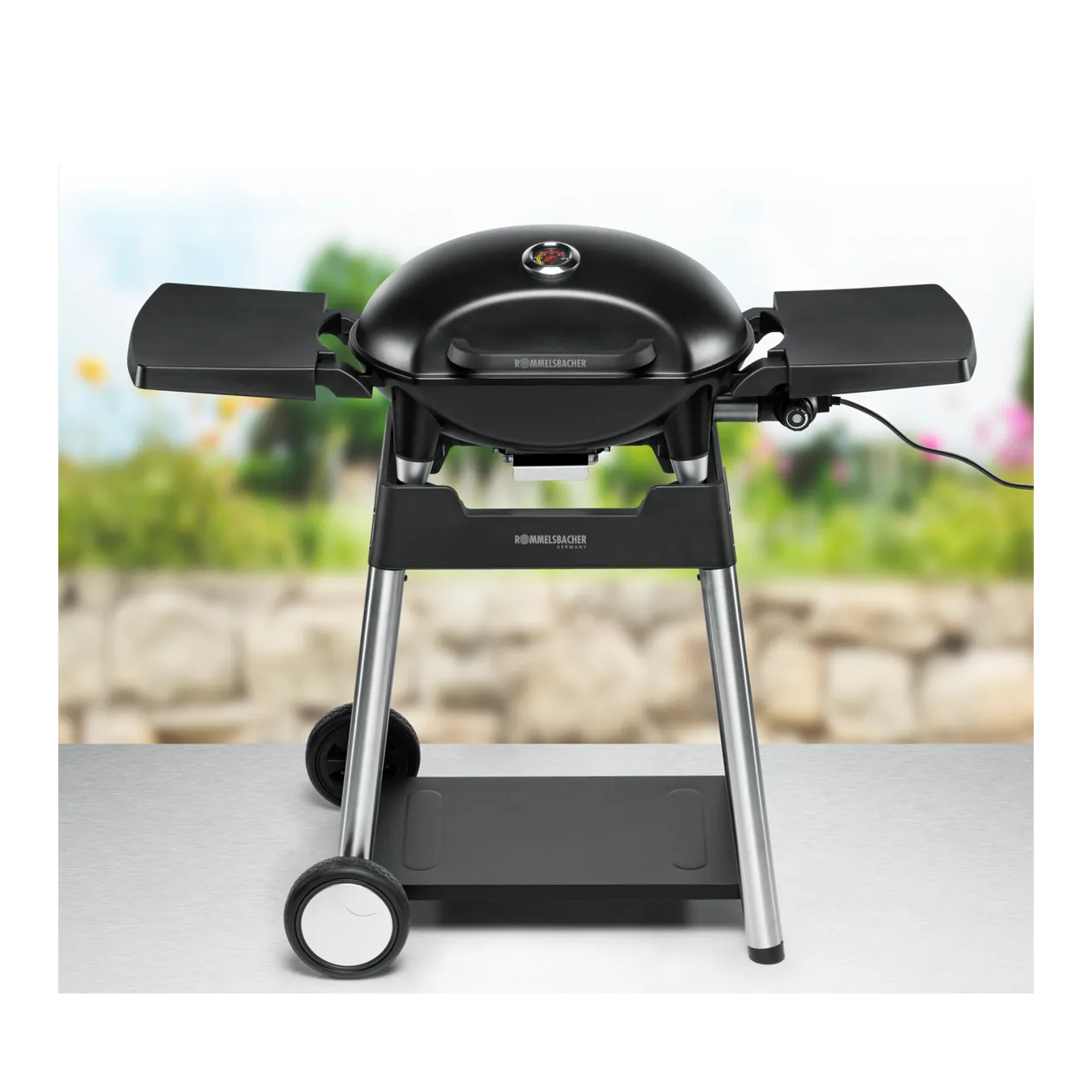 ROMMELSBACHER BBQ 4100/S Barbecue elettrico con carrello, nero / acciaio inox