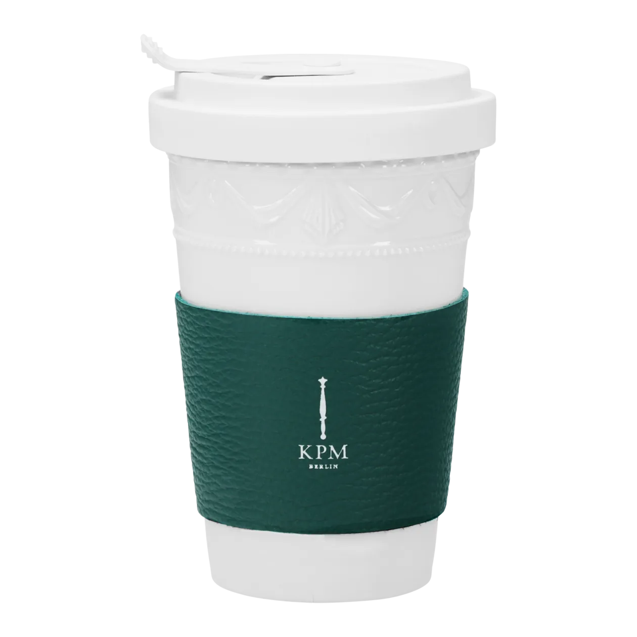 KPM Berlin KURLAND To-Go Cup with Leather Zarf, White/Green