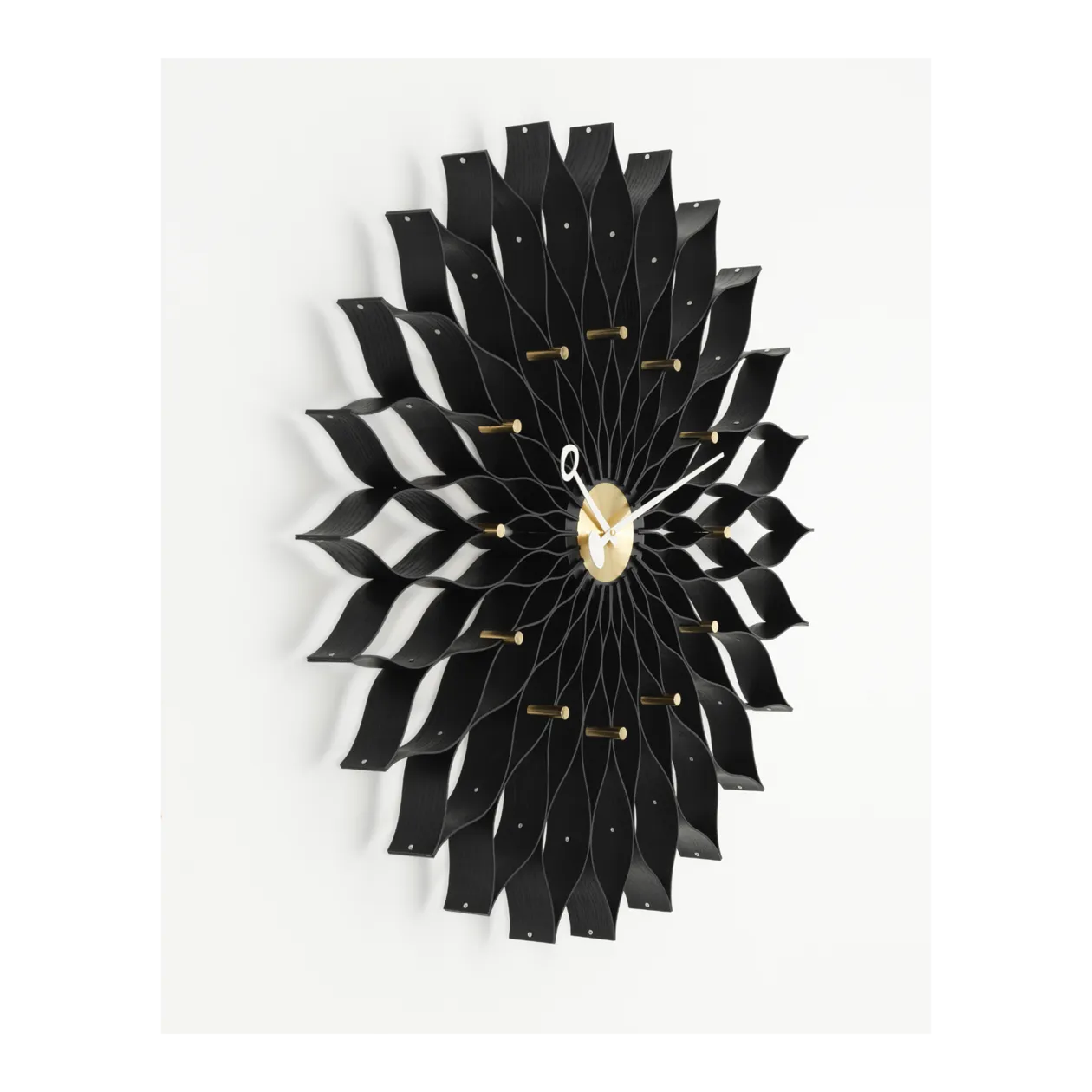 Vitra Sunflower Wall Clock, Black/Brass