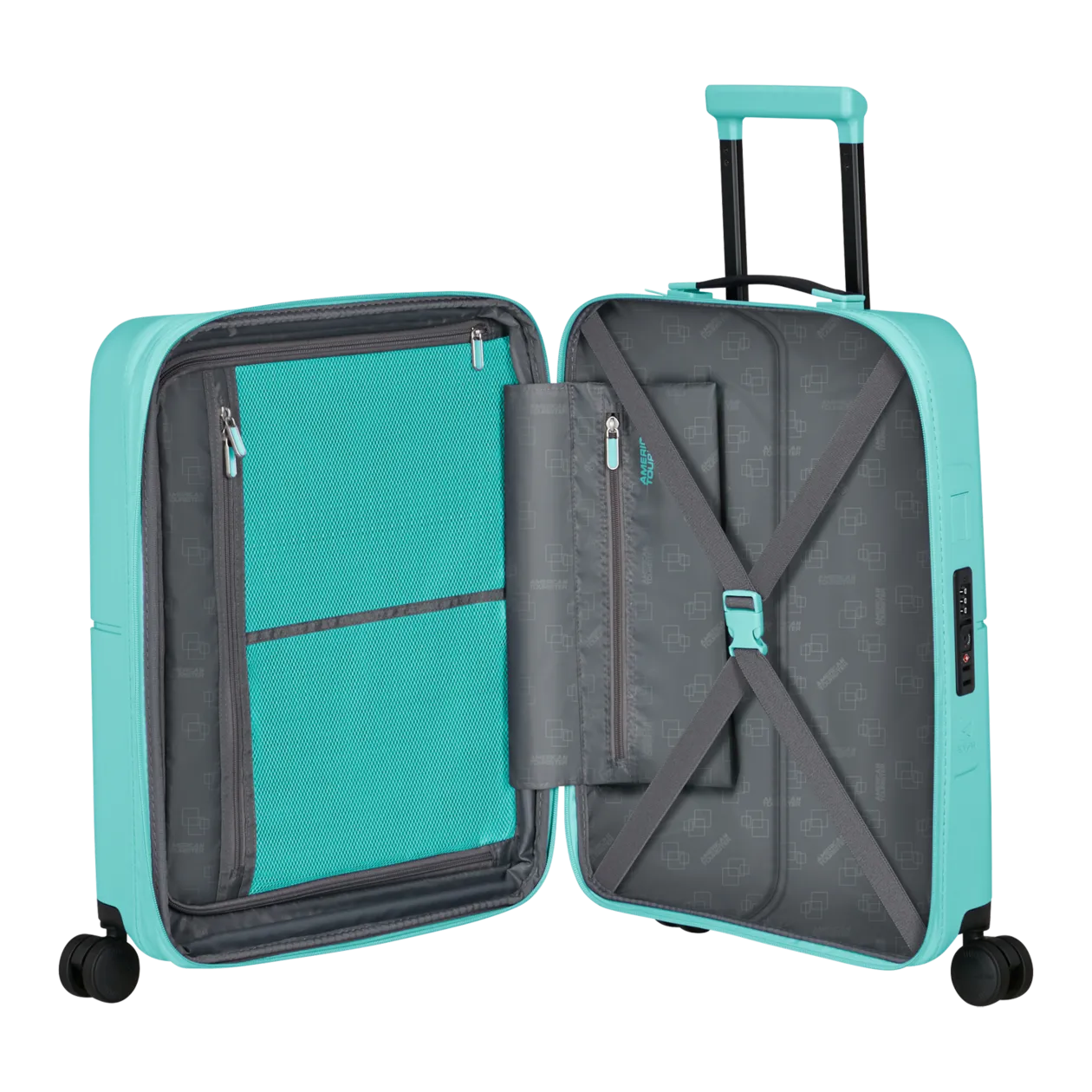 American Tourister DashPop Spinner 55/20 TSA Trolley da cabina (espandibile), Aqua Sky