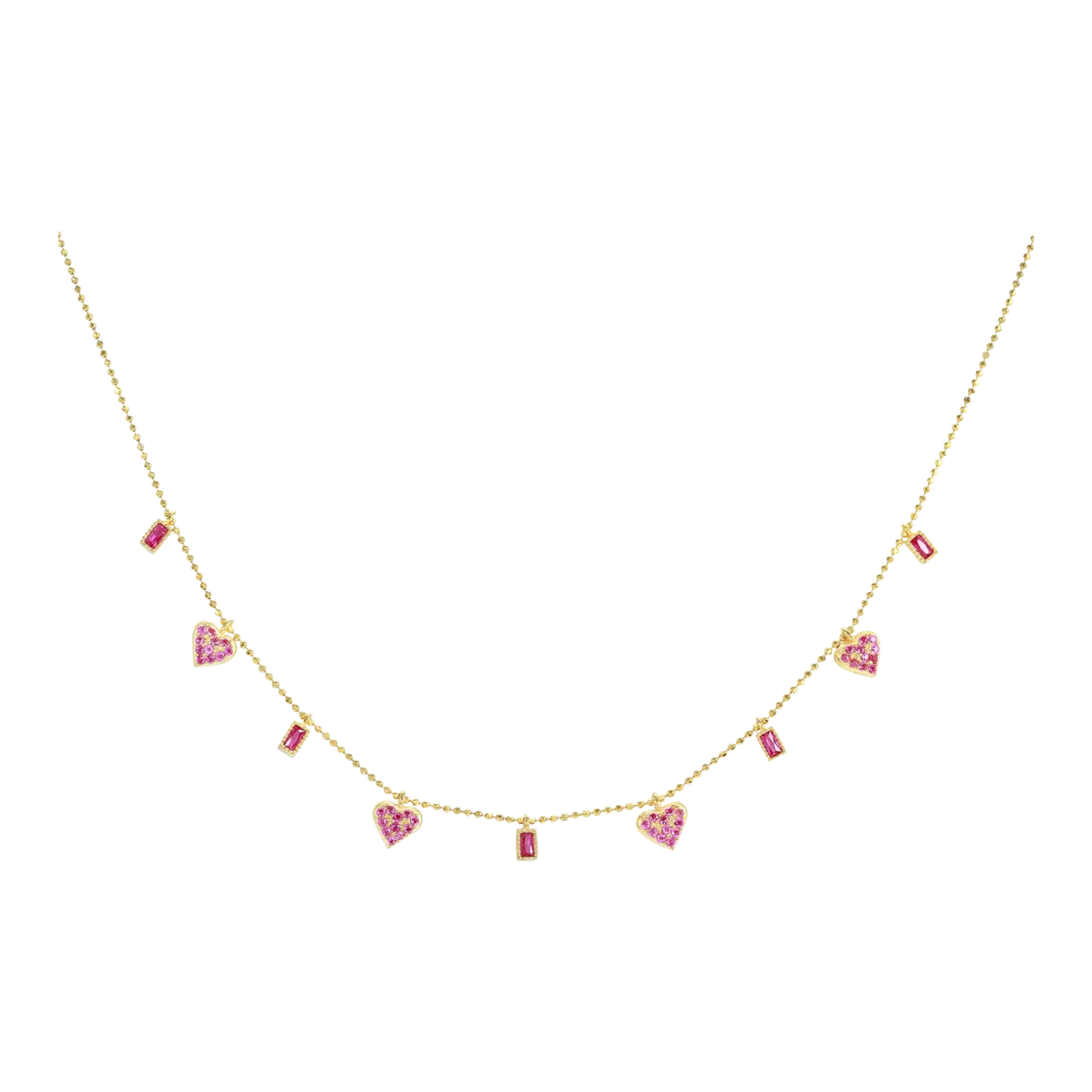 Marlay Pink Hearts Necklace, Gold-Coloured / Pink