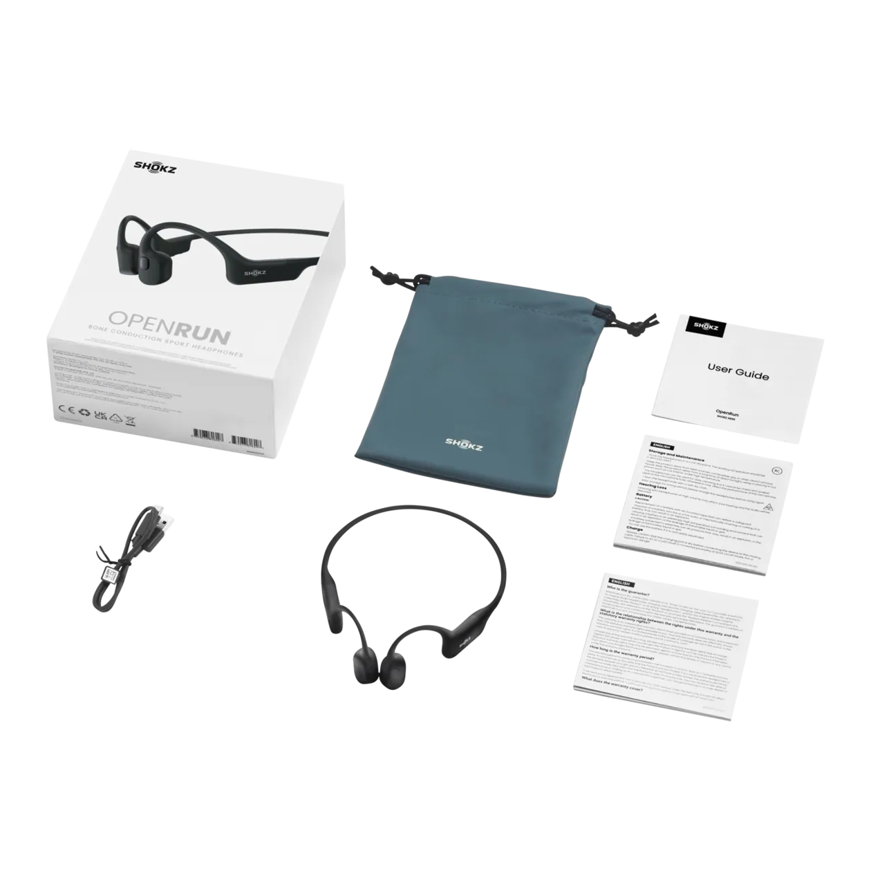 Shokz OpenRun Bone Conduction Sport Headphones, Black