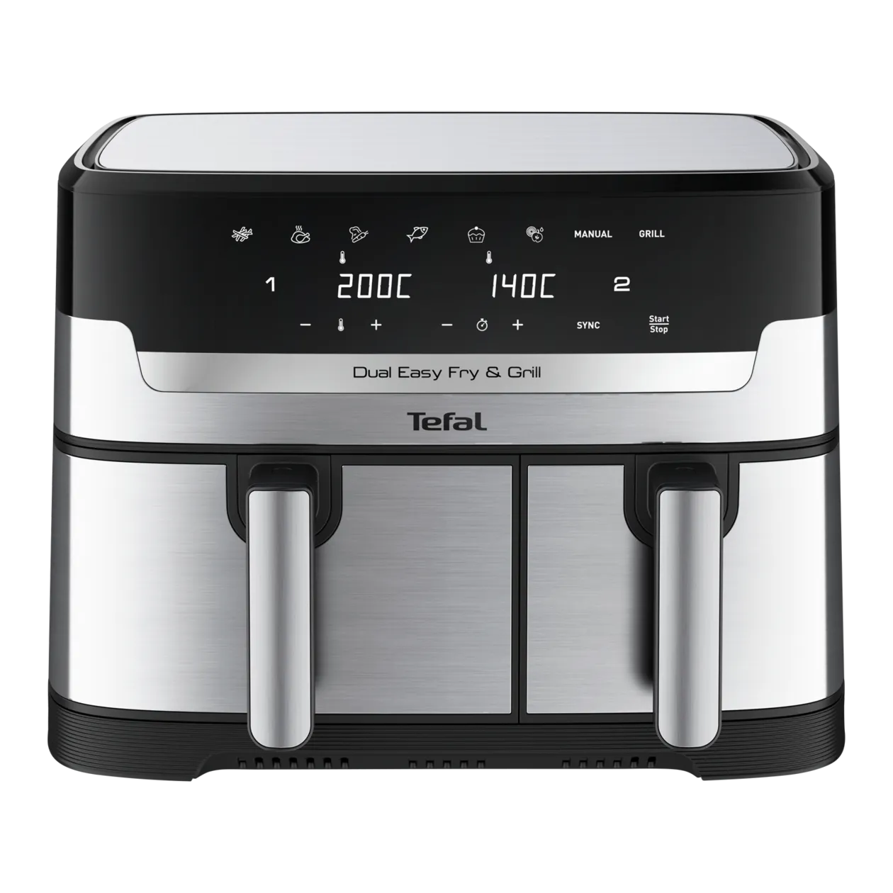 Tefal Dual Easy Fry & Grill Friteuse à air chaud, 5,2 l /3,1 l, acier inoxydable