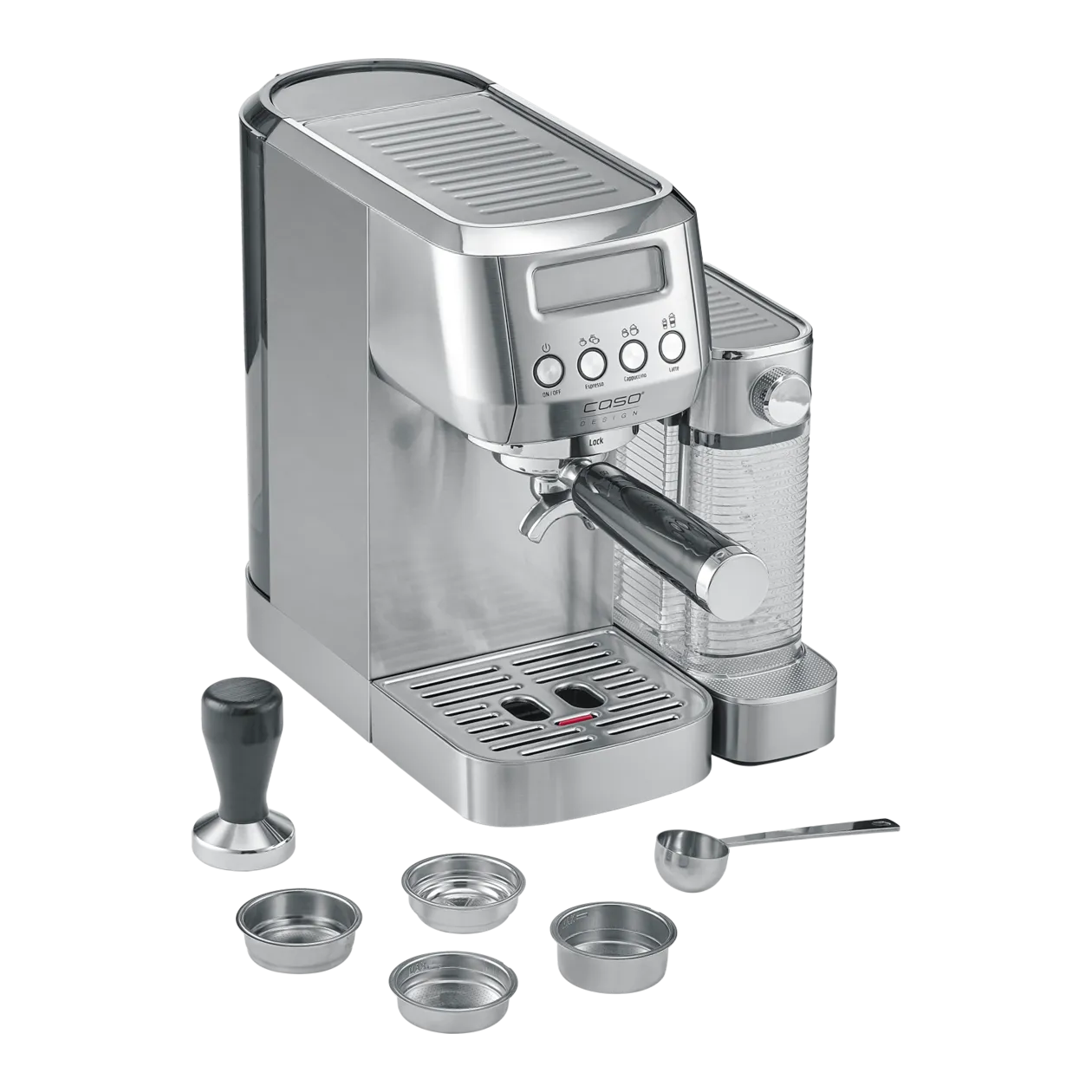 CASO Design Espresso Gourmet Latte Portafilter Machine, Stainless Steel