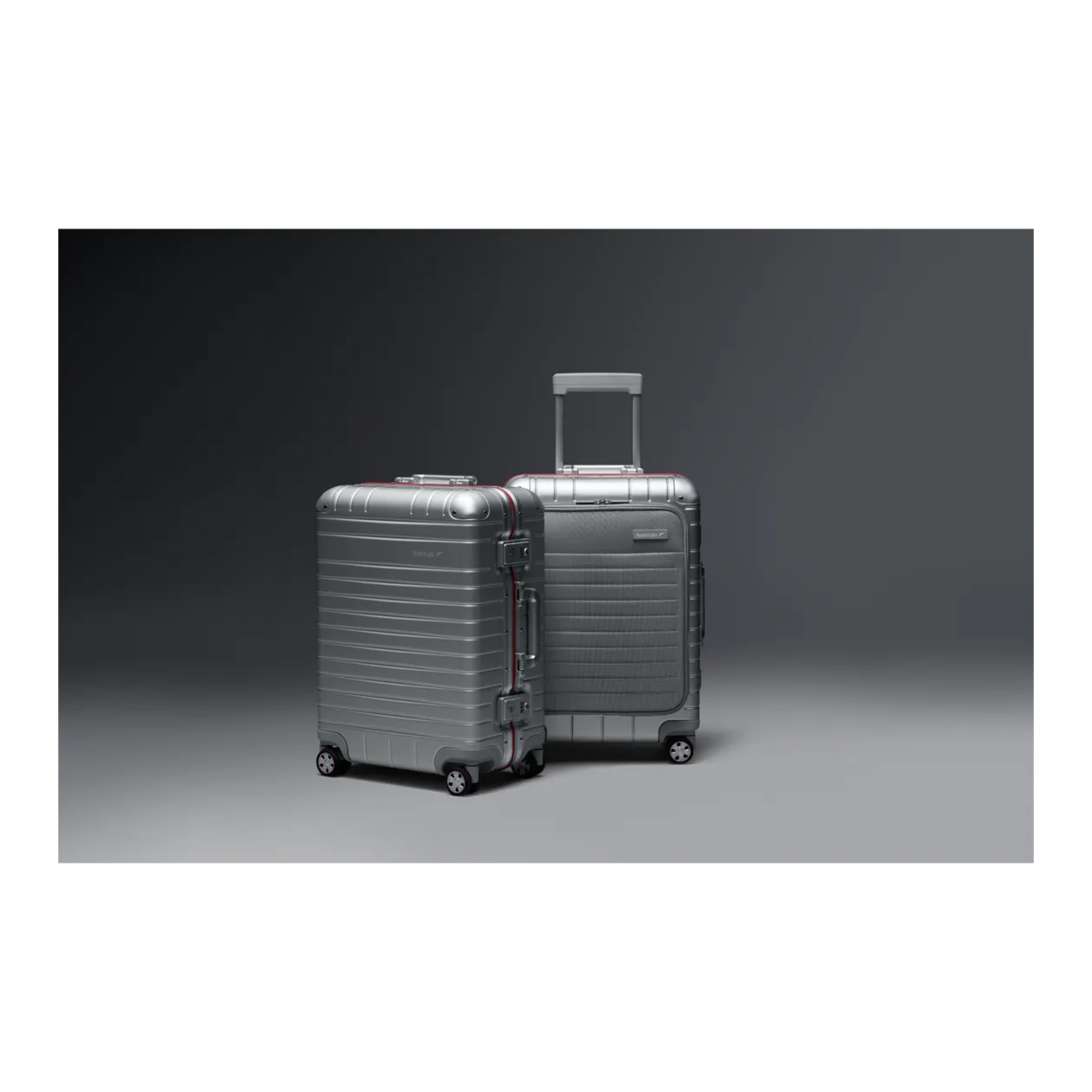 Austrian Aluminium Collection Valise à roulettes S avec poche avant, argenté