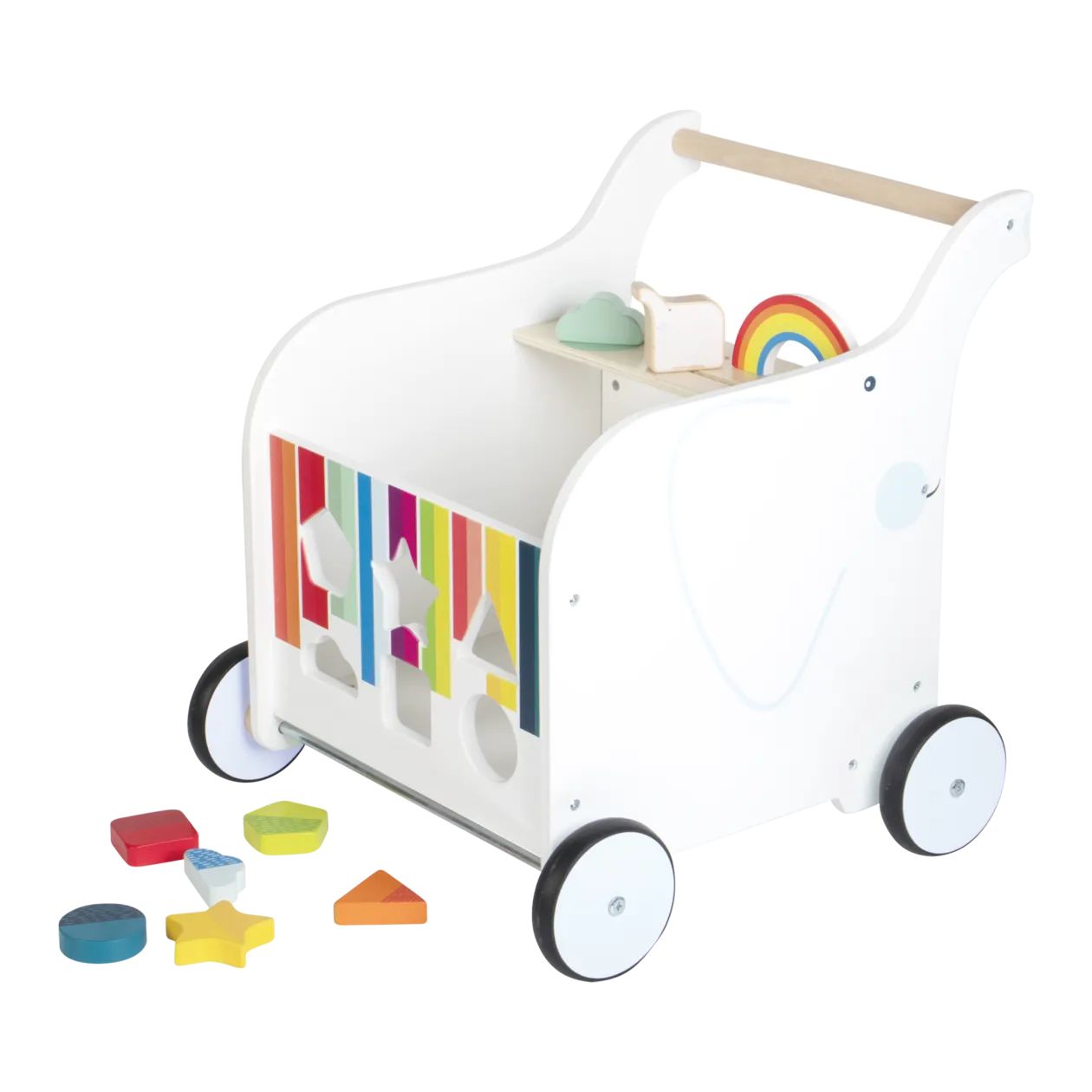 small foot Elephant Baby Walker with Toy Box, White