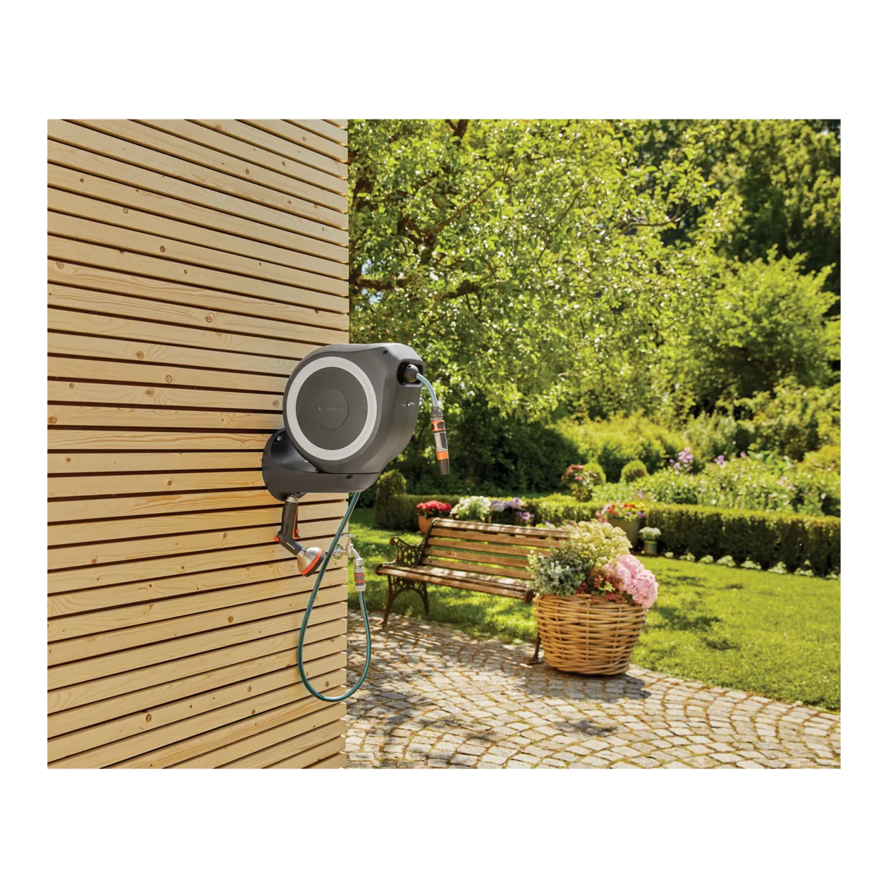 GARDENA RollUp S Dévidoir automatique mural, 15 m, anthracite/blanc