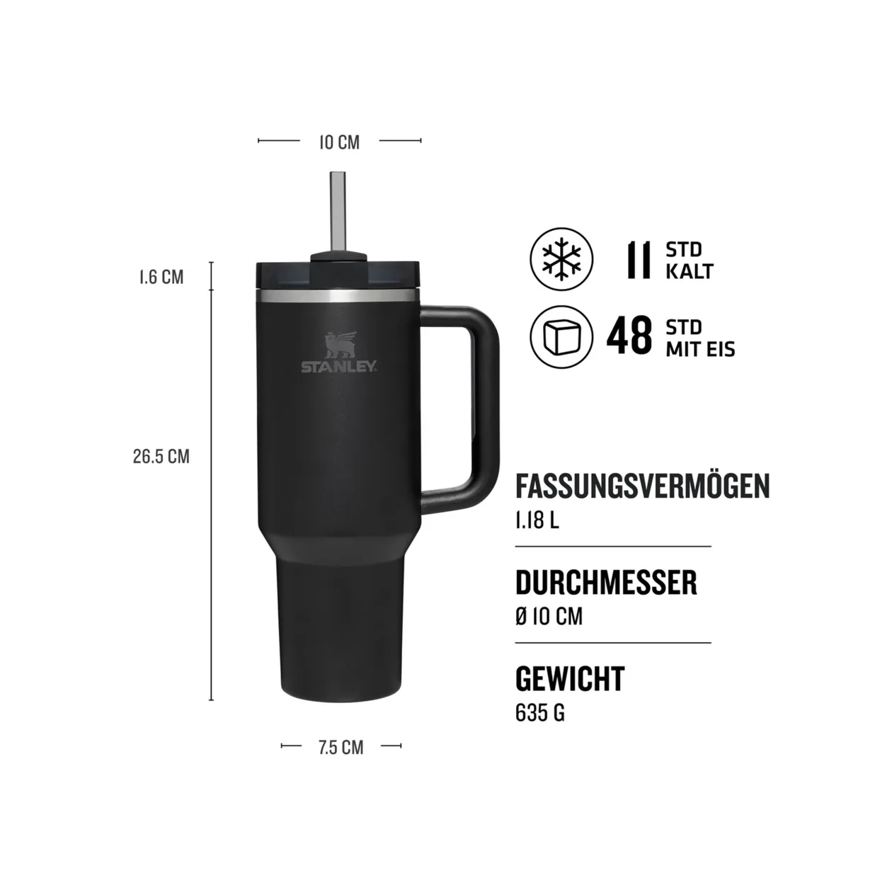 Stanley Quencher H2.0 FlowState™ Gourde, 1,2 l, Noir