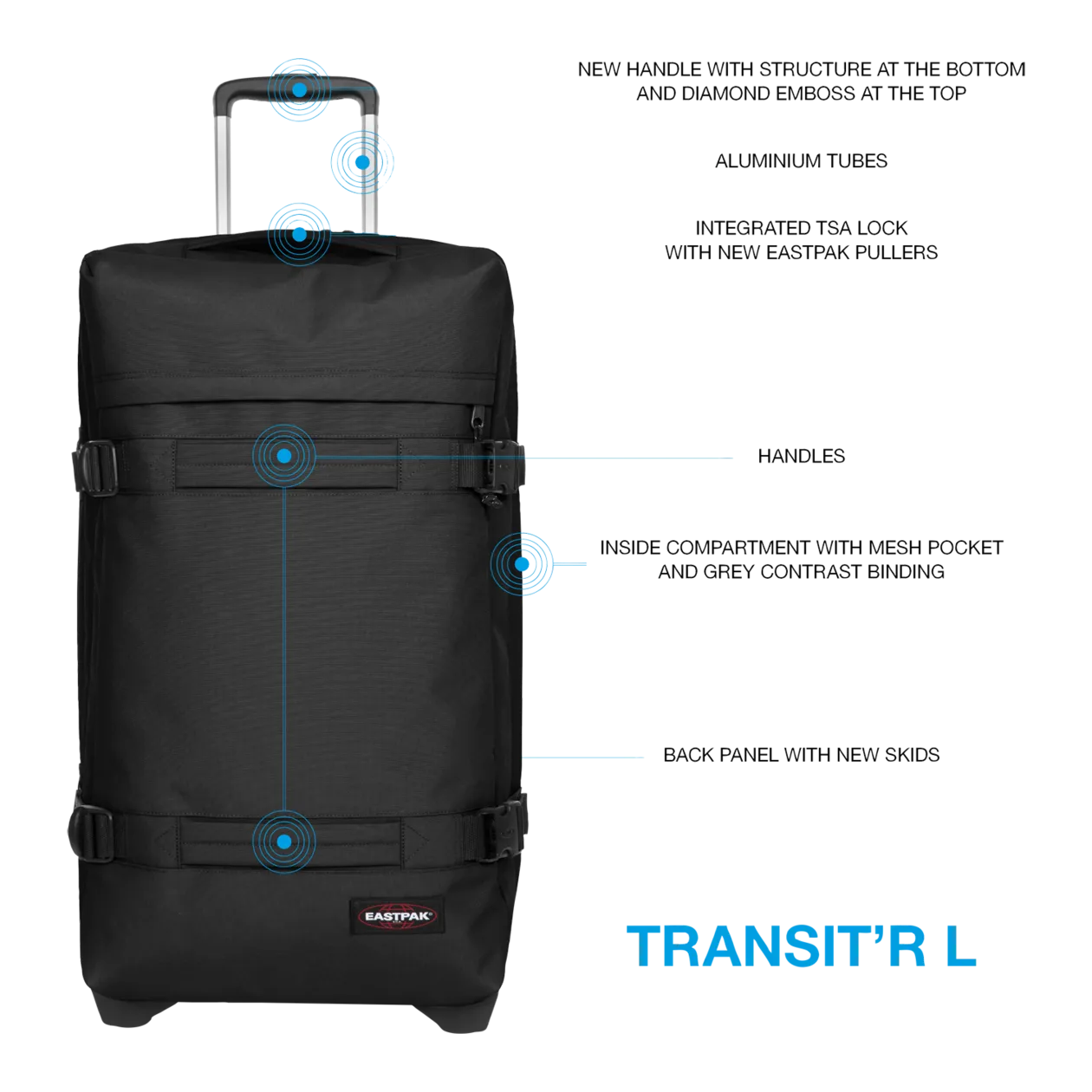 Eastpak Transit'r L Roller Bag, Black