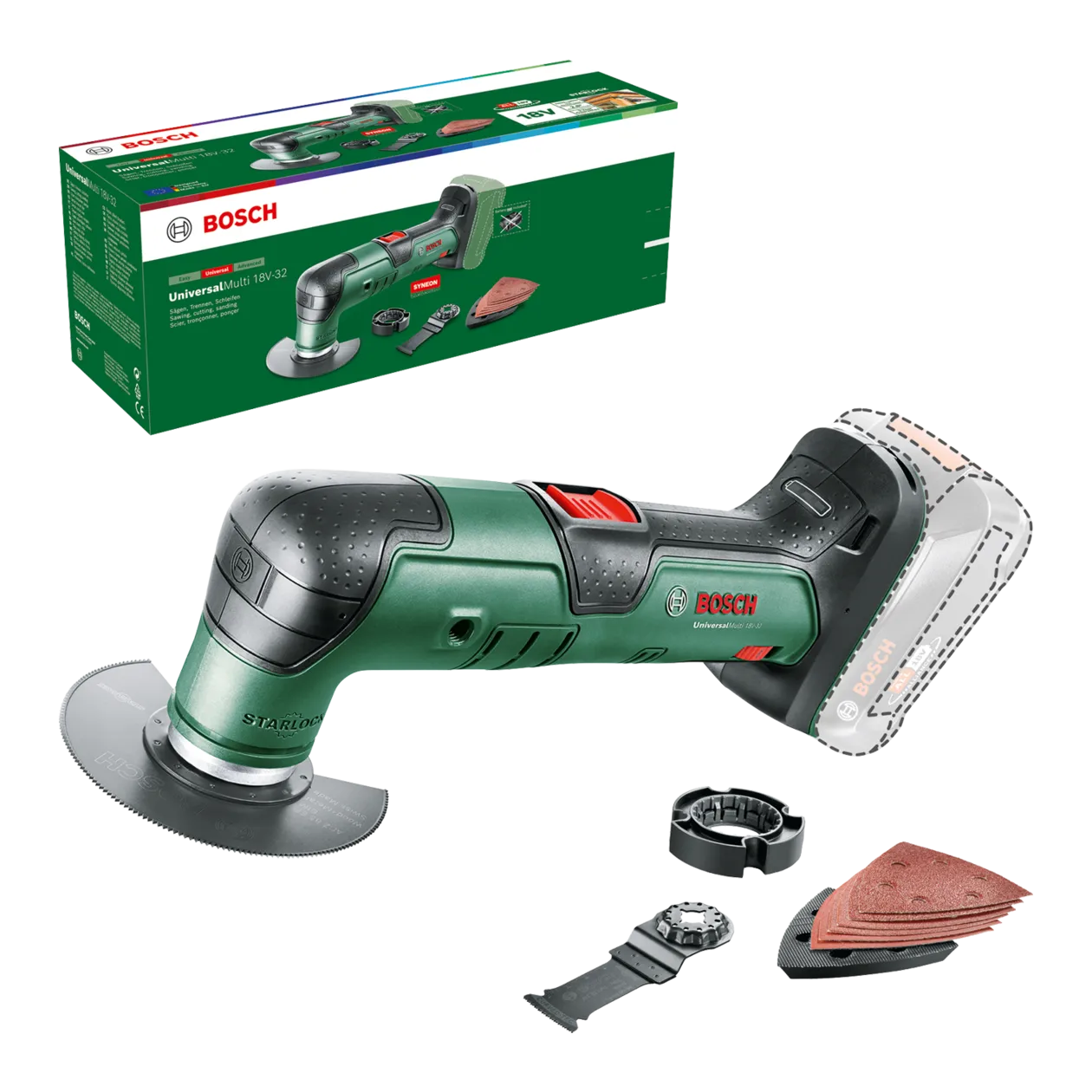 Bosch UniversalMulti 18V-32 Multifunctional Tool, Classic Green