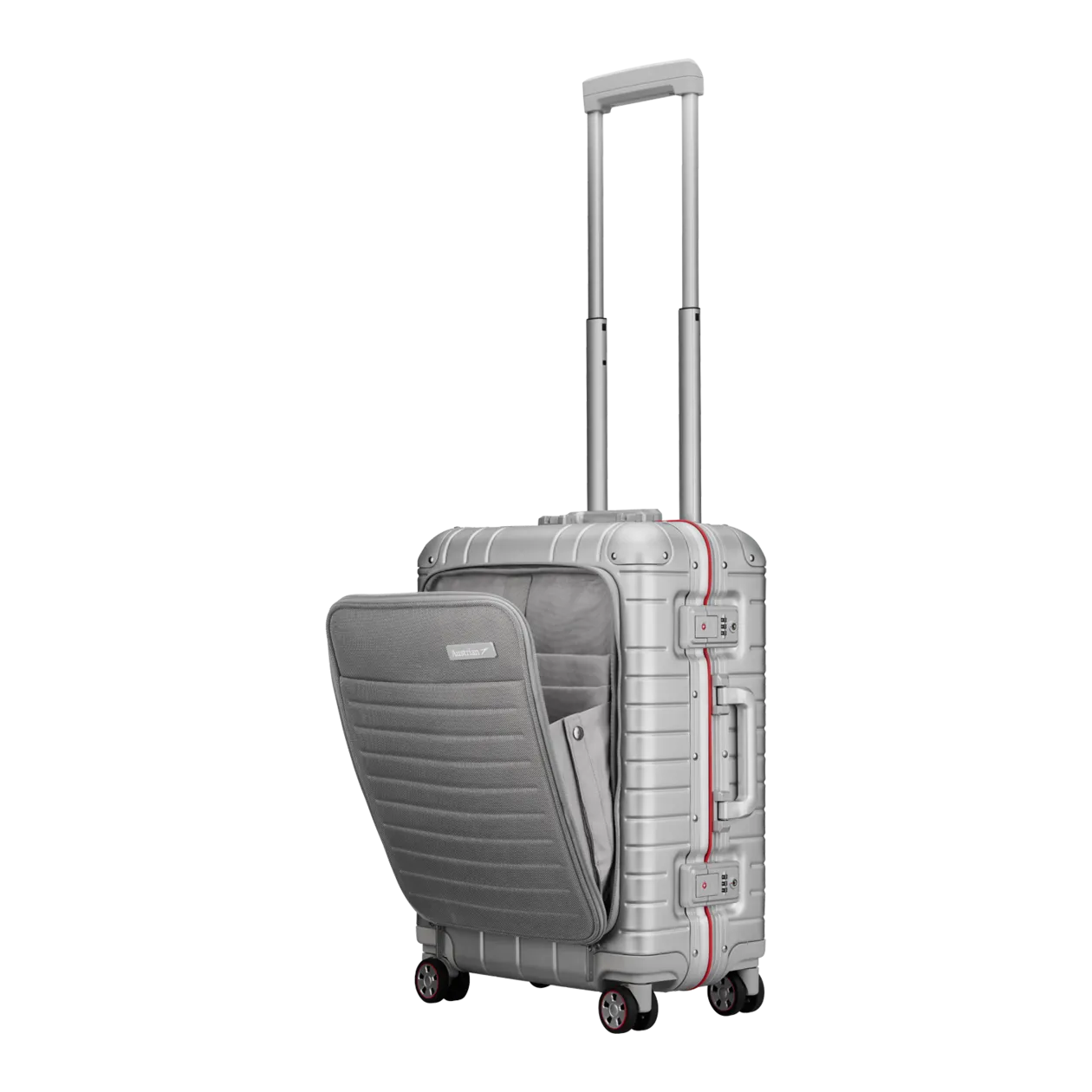 Austrian Aluminium Collection Valise à roulettes S avec poche avant, argenté