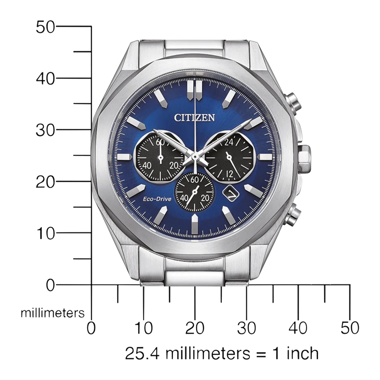 Citizen Eco-Drive CA4590-81L Montre solaire, argenté/bleu