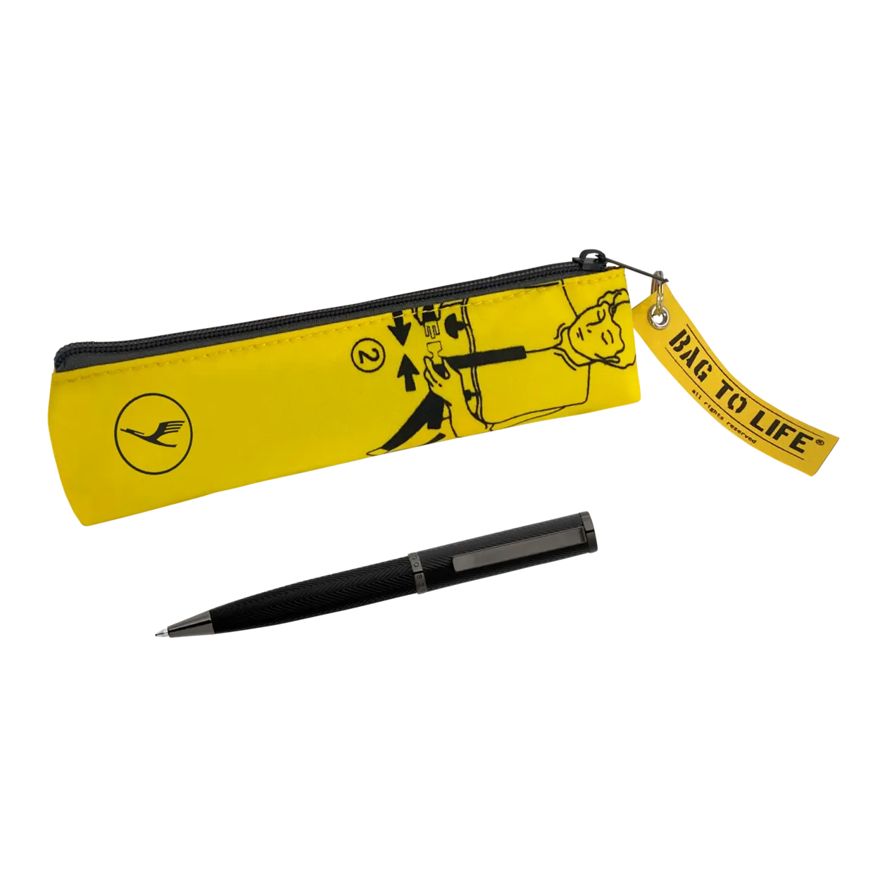 BAG TO LIFE Lufthansa Edition Easy Packing Pencil Case Astuccio portapenne, Lifevest Yellow / Lufthansa Grey