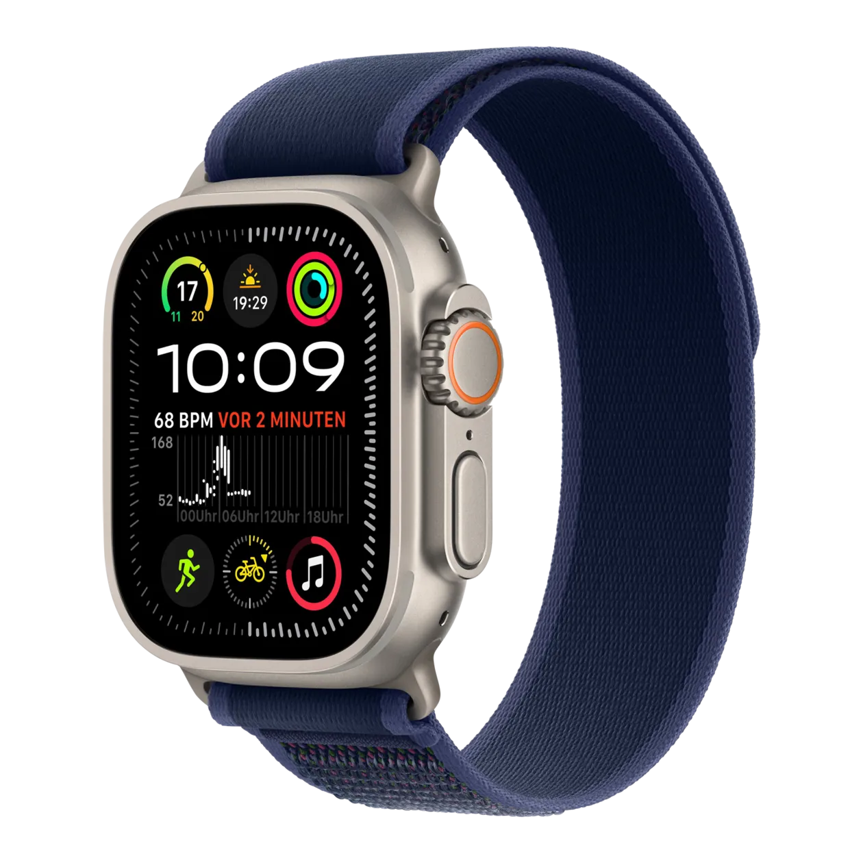 Apple Watch Ultra 2 GPS + Cellular Montre connectée avec bracelet Boucle Trail M/L, titane naturel / bleu