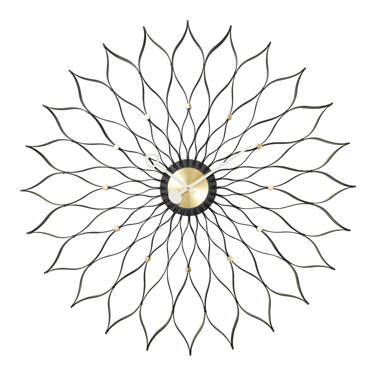 Vitra Sunflower Wall Clock, Black/Brass