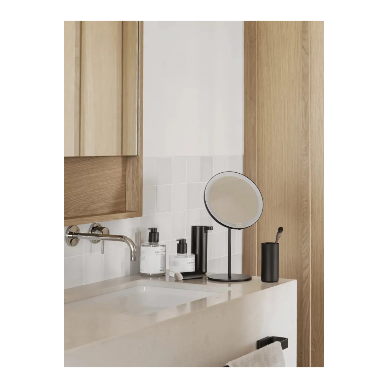 blomus MODO LED Cosmetic Mirror, Black