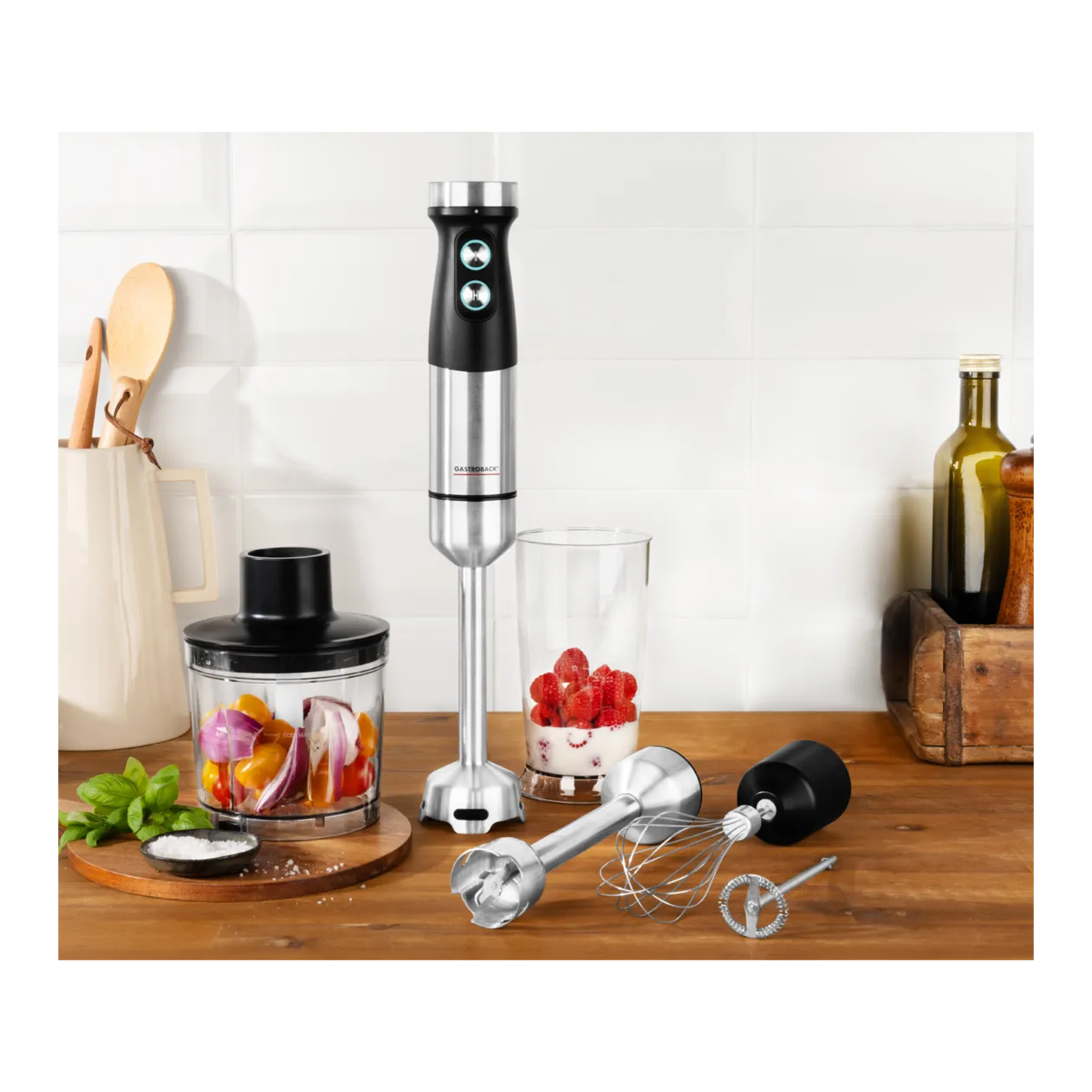 Gastroback Design Power 5-in-1 Hand Blender Set, Stainless Steel / Black