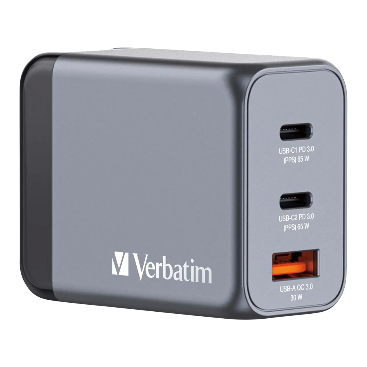 Verbatim GaN Charger Charger, 65 W, Grey