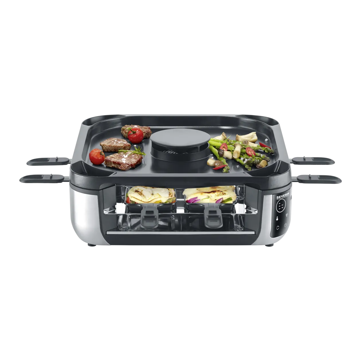 Severin Sevento Grill per raclette a bassa emissione di fumo, nero/argento