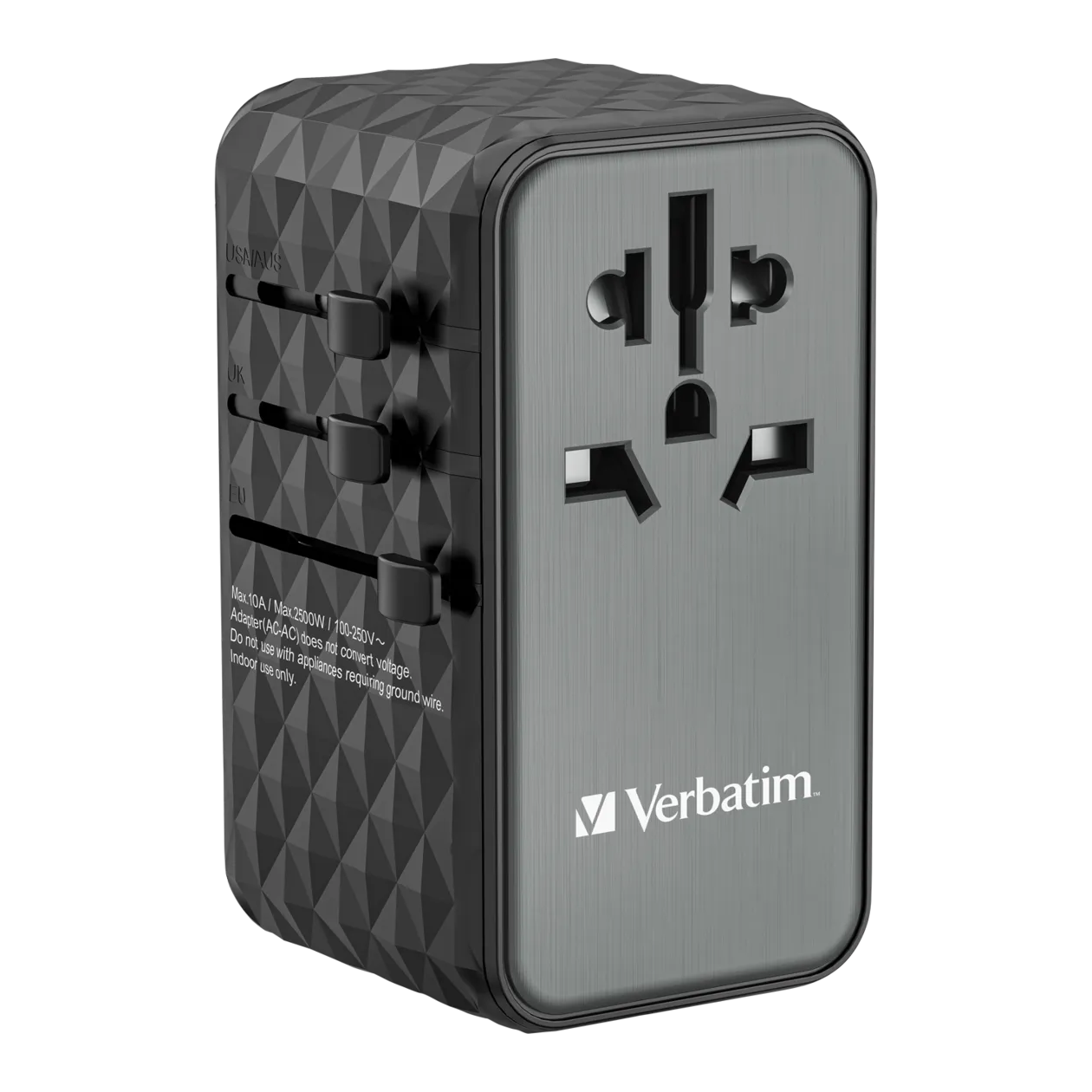 Verbatim GaN III Universal Travel Adapter, 100 W, Grey