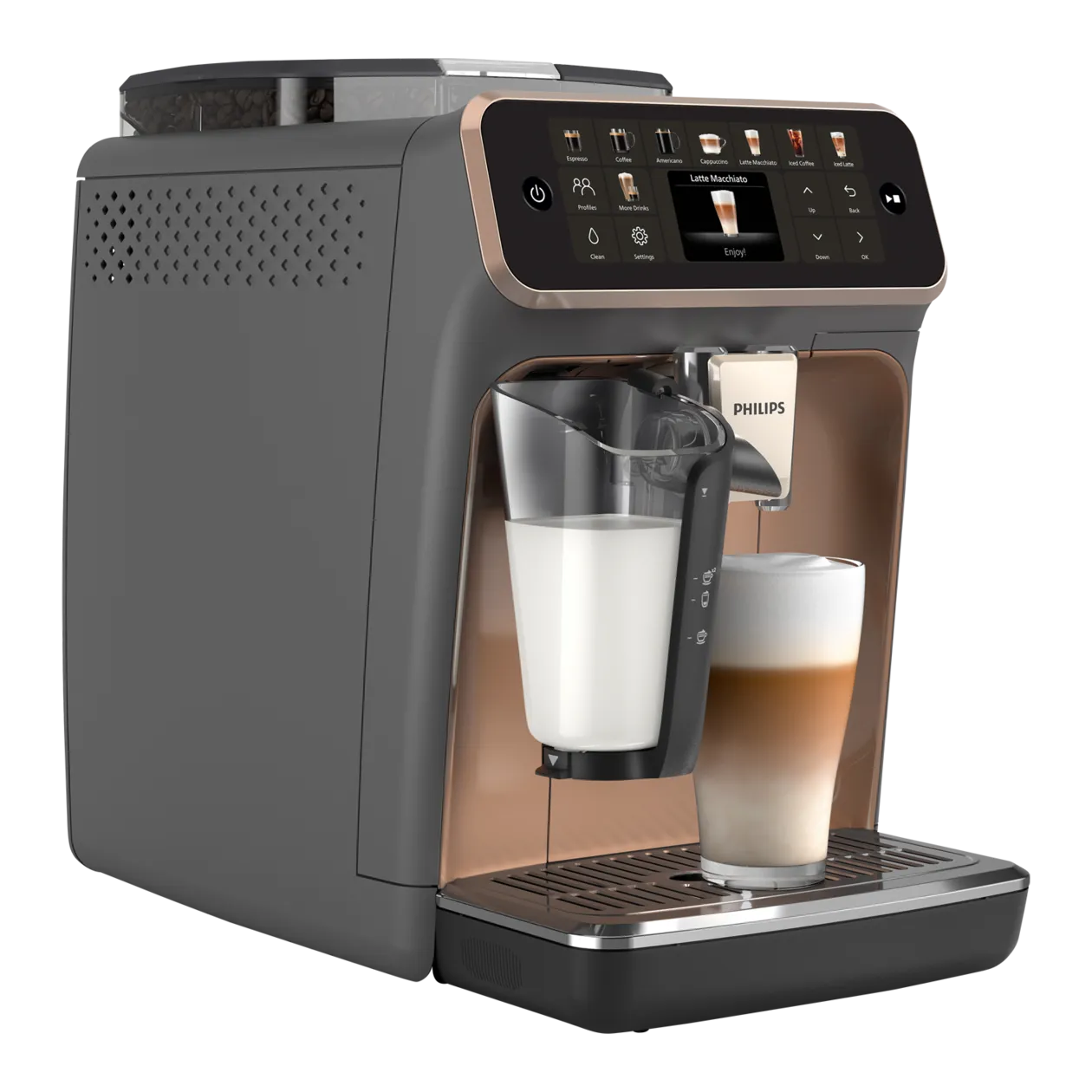 Philips LatteGo 5500 Series Automatic Coffee Machine, Rose Gold / Dark Grey