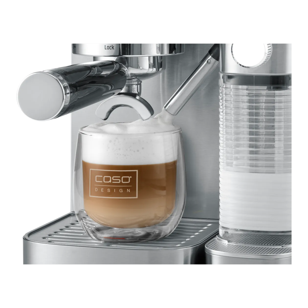 CASO Design Espresso Gourmet Latte Portafilter Machine, Stainless Steel