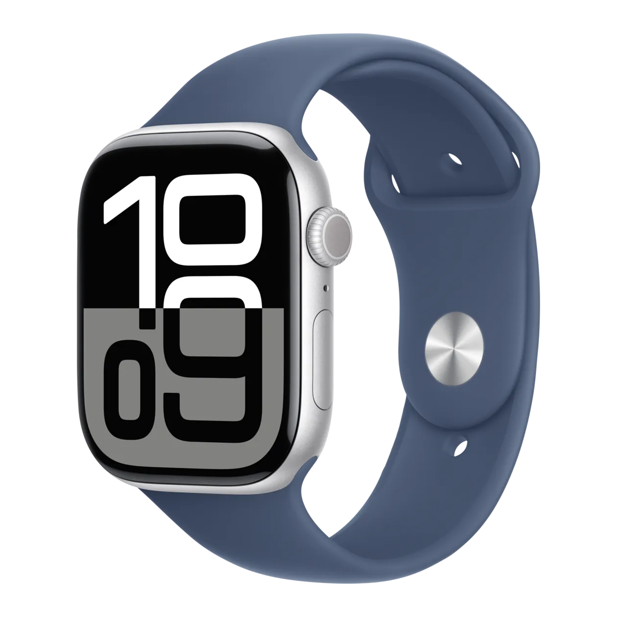 Apple Watch Series 10 GPS Montre connectée avec bracelet sport M/L, 46 mm, aluminium, argent/denim